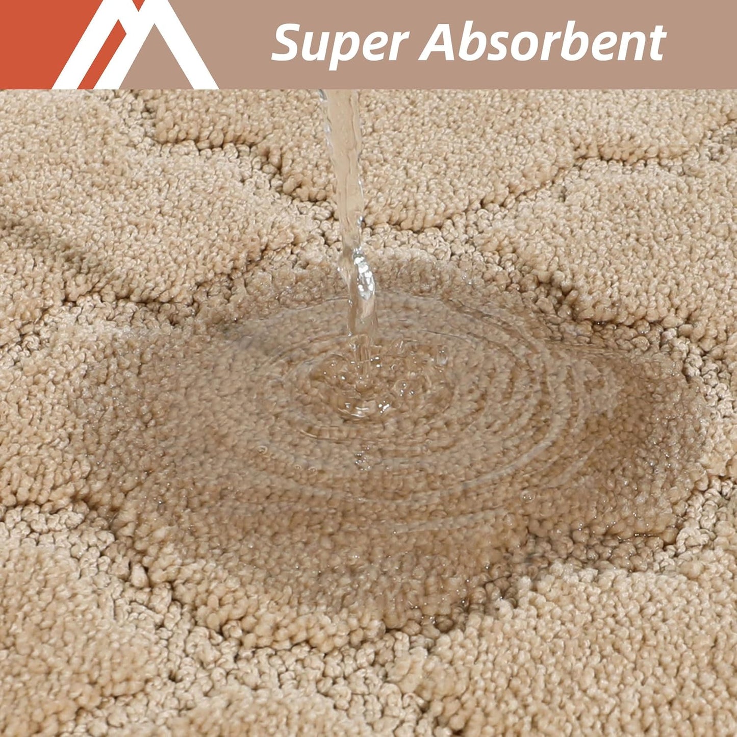 COSY HOMEER Soft Kitchen Rugs [2 PCS] for in Front of Sink Super Absorbent Kitchen Floor Mats and Mats 20x30 Inch/20X48 Non-Skid Kitchen Mat Standing Mat Washable,Polyester,Beige