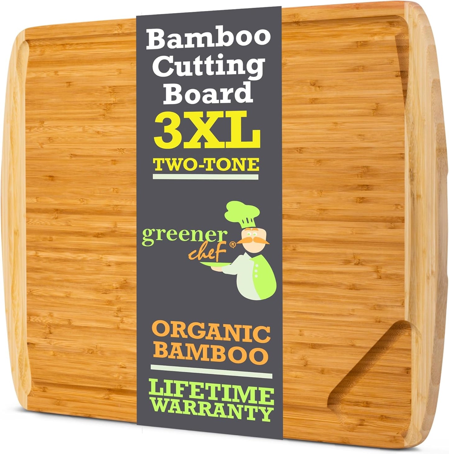 FSC® Certified Organic 30 x 20 Inch Extra Large Bamboo Cutting Board with Lifetime Replacements – 3XL Butcher Block, Oversized Carving & Charcuterie Board, Stovetop Cover for Kitchen Counter Space