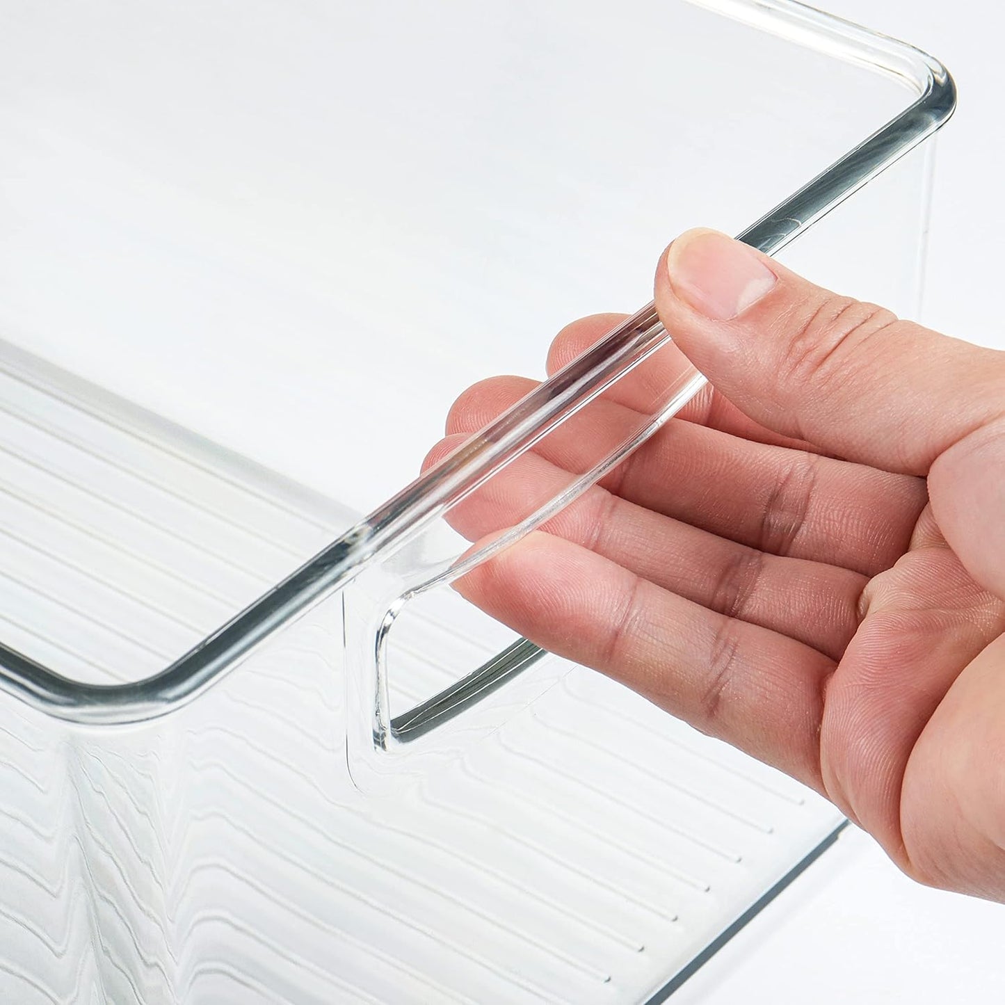 Hudgan 2 Pack Straight Sides Stackable Pantry Organizer Bins for Home Edit - 13.5''L x 7.5''W x 5.5''H