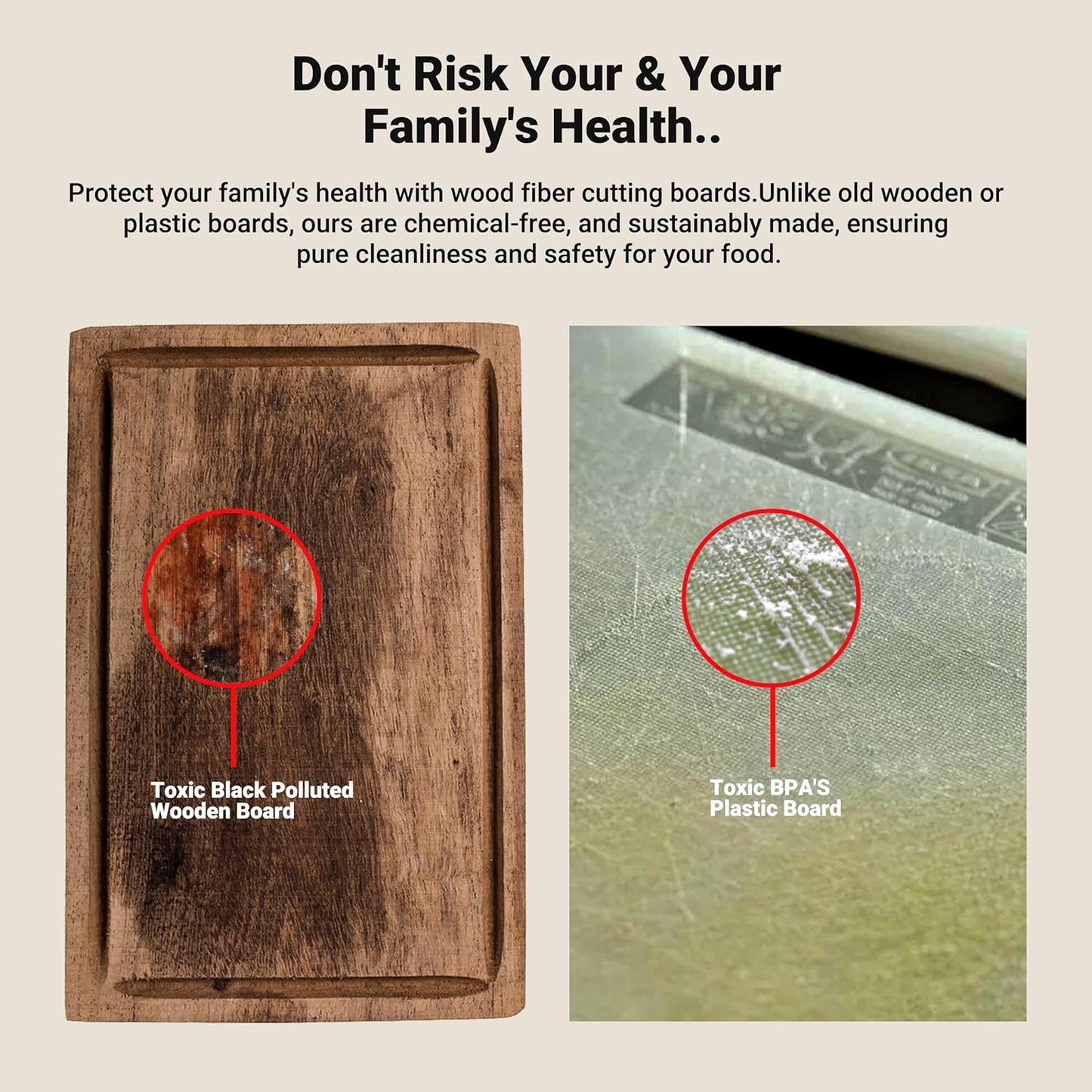 Cutting Boards for Kitchen [Set of 2], Wood Fiber Composite Cutting Board, Dishwasher Safe, Non-Porous, and Durable for Meat, Vegetables, and Fruit, Green