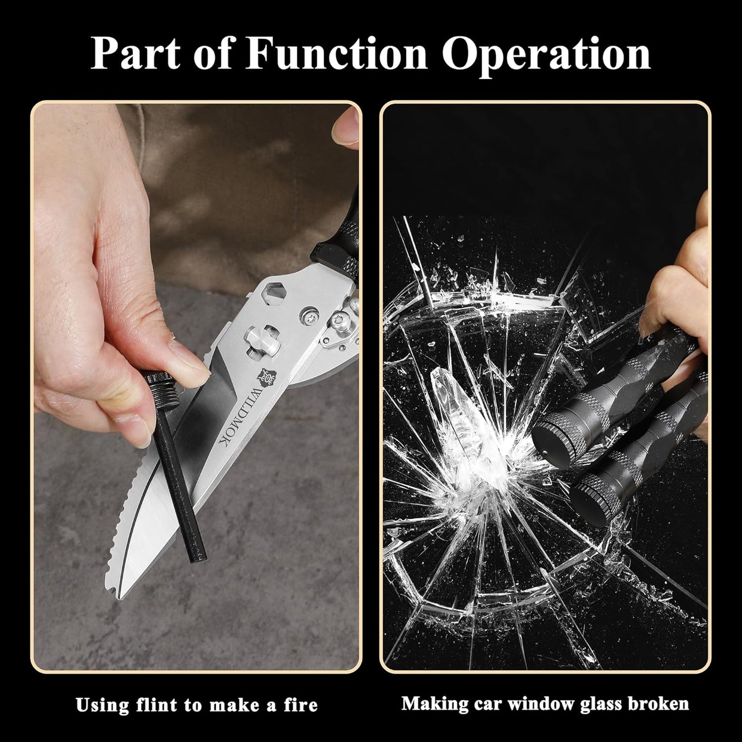 WILDMOK Heavy Duty Poultry Shears - 8.5 Inch Multi-function Stainless Steel Poultry Outdoor Shears, Ultra Sharp Kitchen Scissors for Outdoor Camp, Black