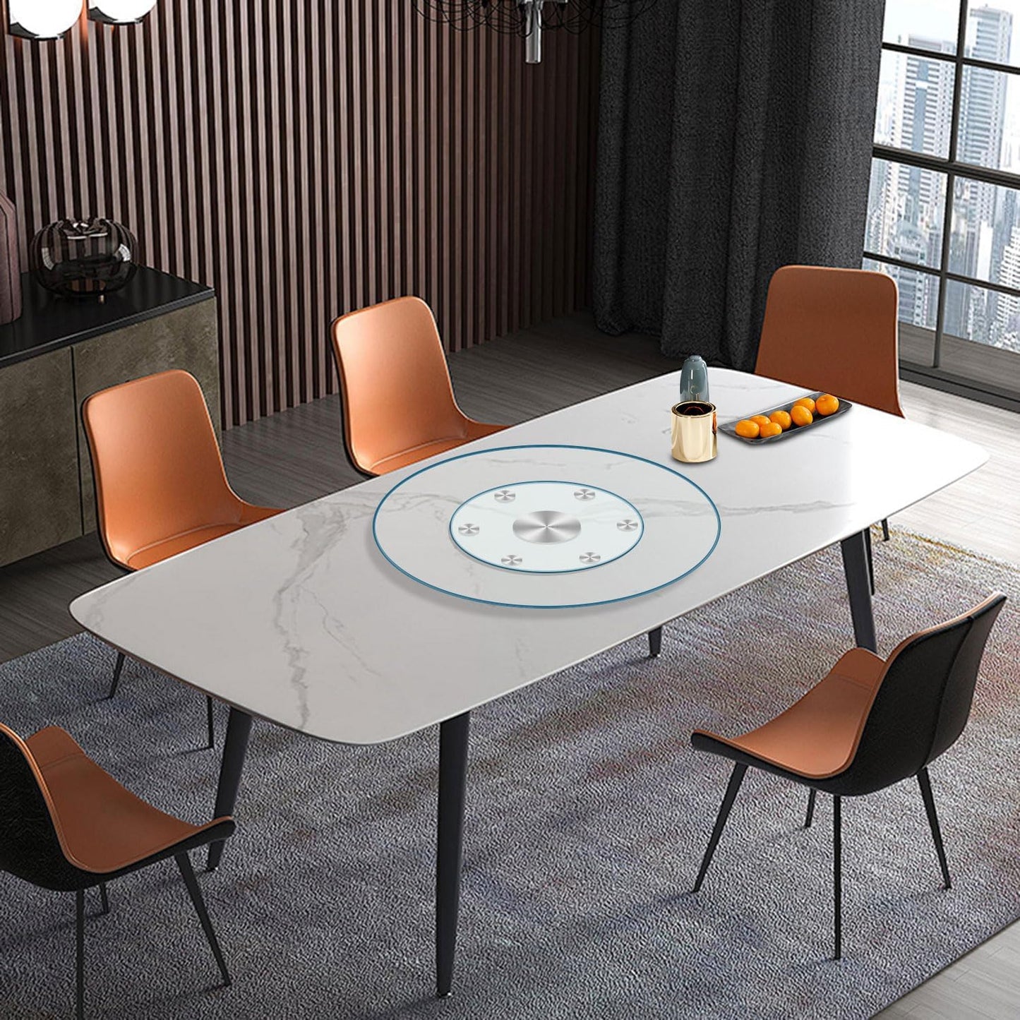 30" Heavy-Duty Lazy Susan Turntable - 1/3" Extra-Thick Tempered Glass - Silent & Smooth Swivel for Large Dining Tables, Centerpiece