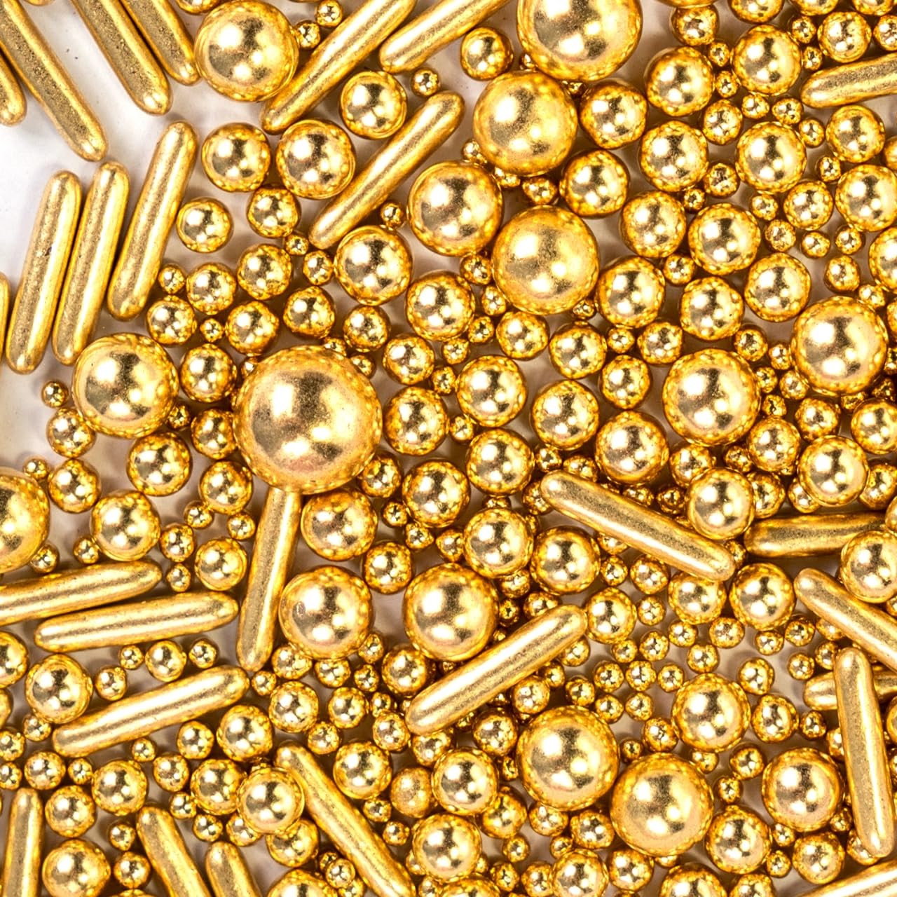 Dazzjoy Gold Pearl Rods Sprinkles, 130g/4.58oz, Mix Size, Gold Sprinkles for Cupcake Decorating, Cupcake Toppers, Cake Decorations, Ice Cream, Wedding Party Valentines Easter Supplies