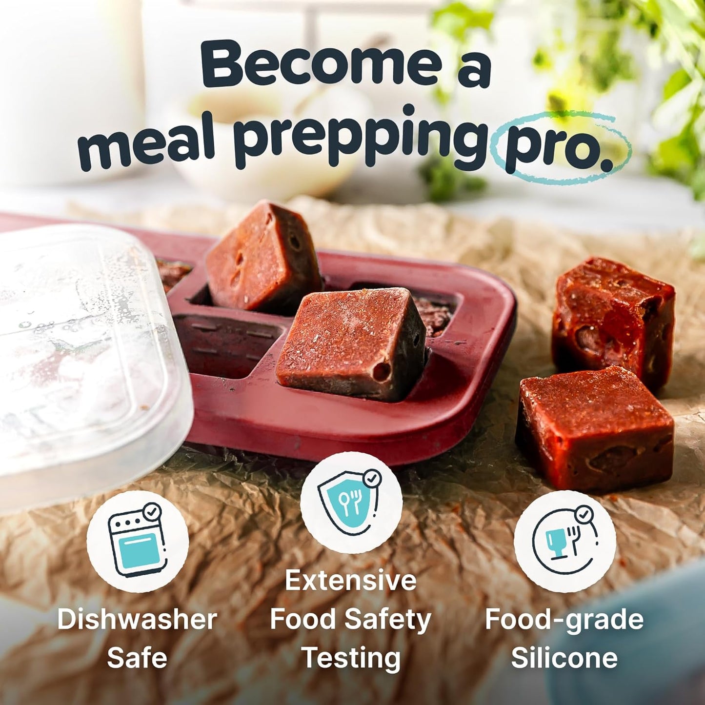 Souper Cubes 2 Tbsp. Silicone Freezer Molds - Perfect for Storing Garlic, Herbs, Ginger, Pesto, Tomato Paste, Lemon Juice, Purees and More - Silicone Baby Food Freezer Tray - Cranberry – 2-Pack