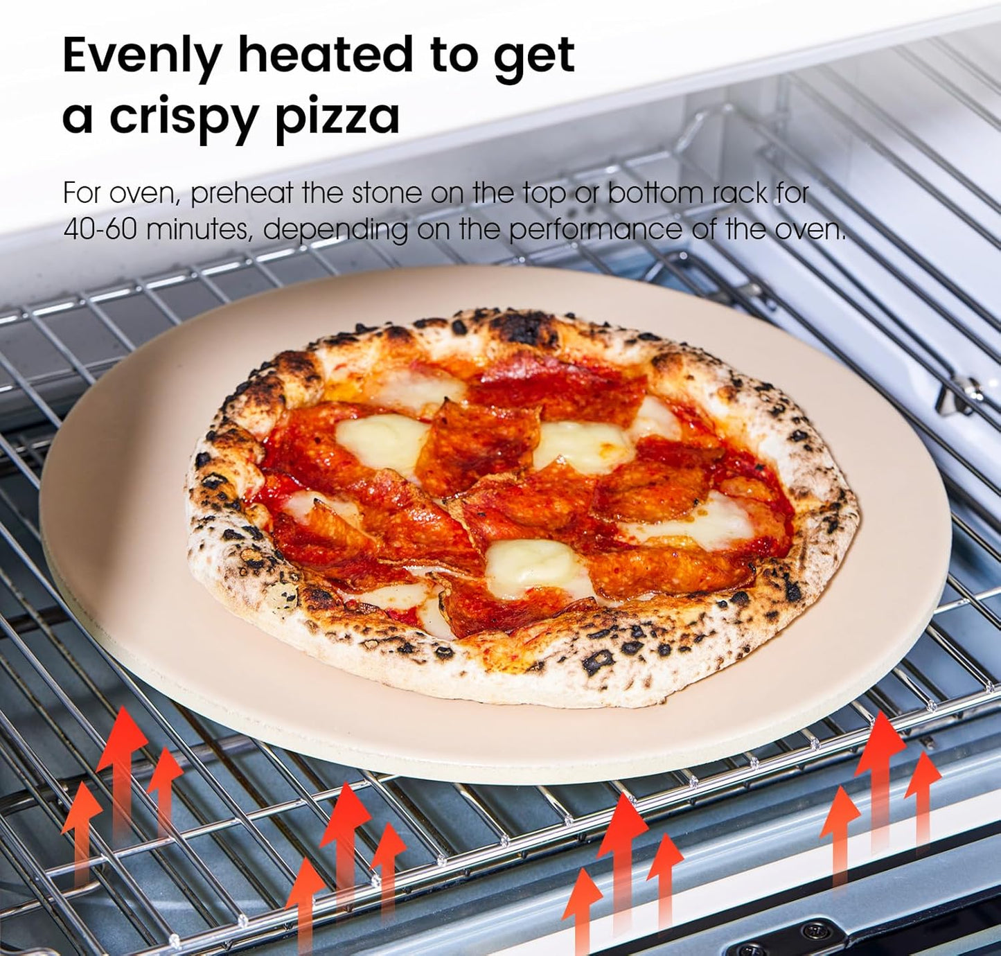 12.6" x 0.4" Coating Pizza Stone, Cordierite & Ceramic Round Pizza Stones for Oven Grill BBQ, Food Grade Baking Stone for Pizza and Bread, Outdoor Pizza Accessories for Grilling