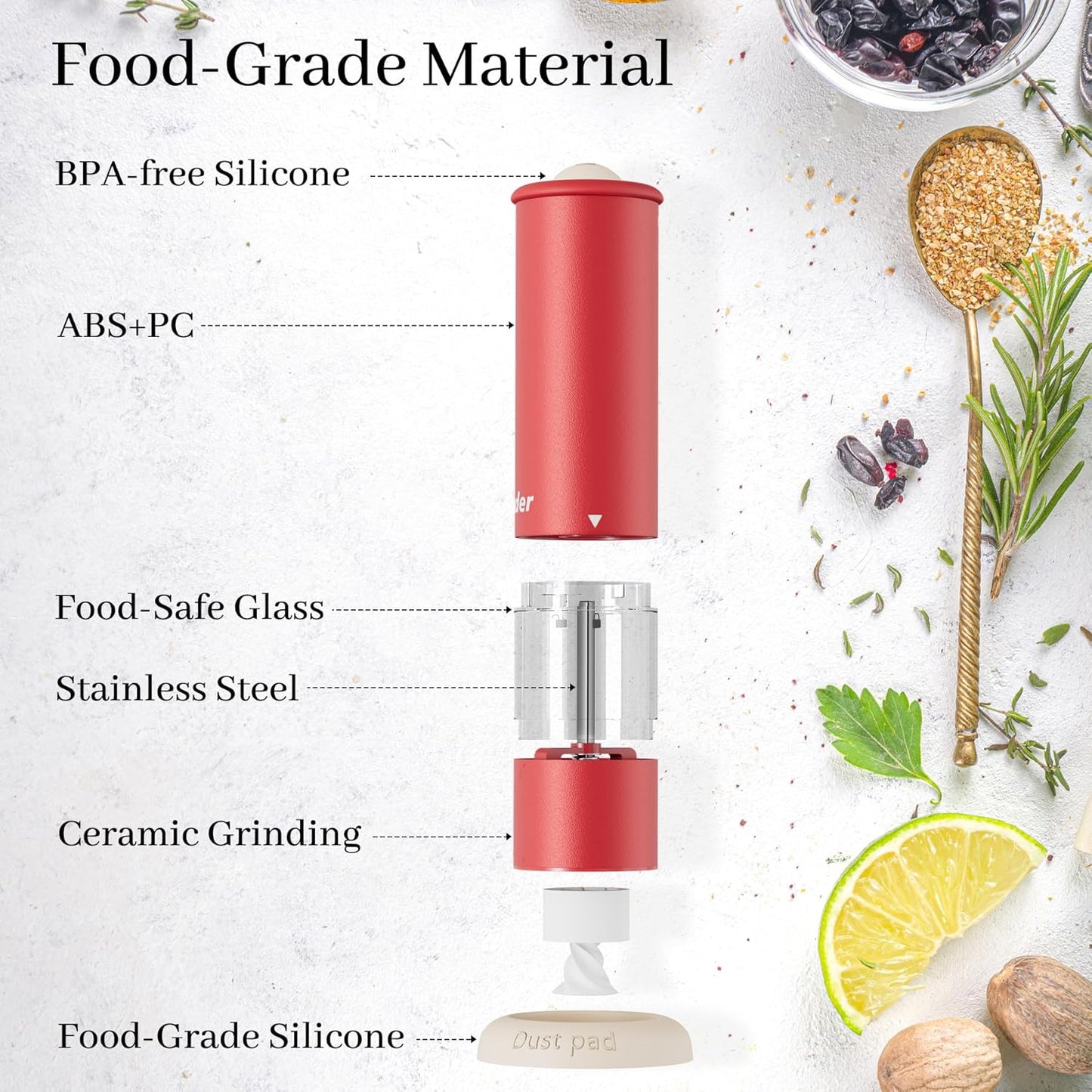 Electric Salt and Pepper Grinder Set - Salt and Pepper Shakers, Automatic Pepper Mill with Adjustable Coarseness, One Hand Operation. Christmas/New Home Gift