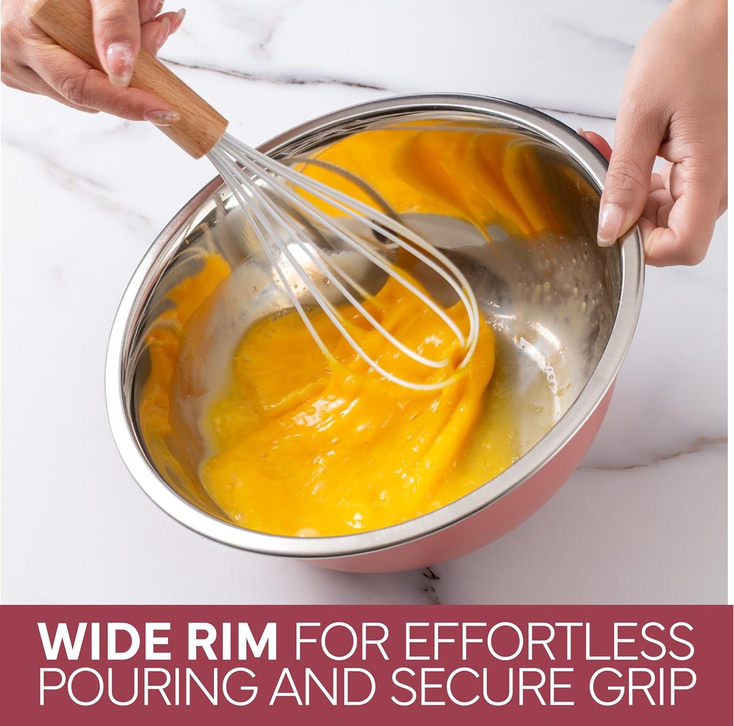 COOK WITH COLOR Stainless Steel Mixing Bowls Set - Nesting Bowls, 6 Pieces, Rose