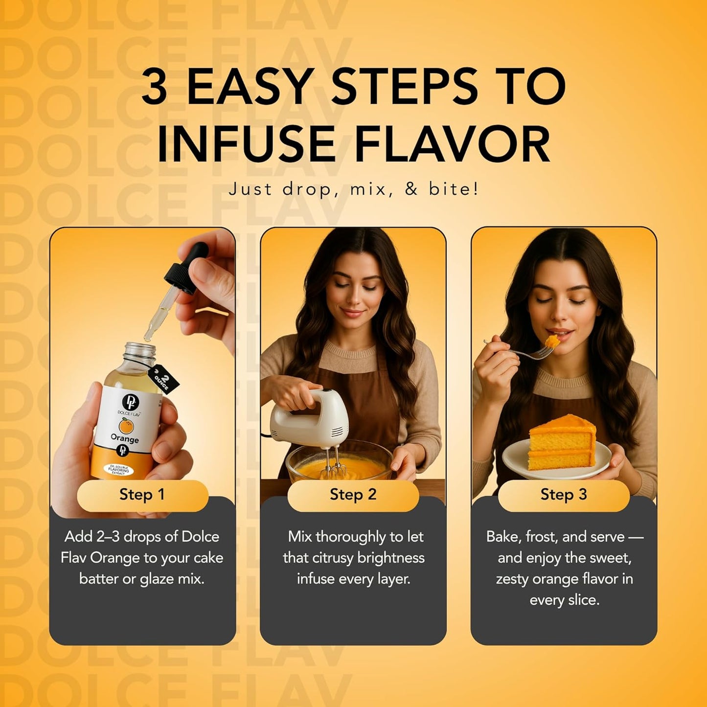 Dolce Flav Natural Orange Extract – 8 Ounce Oil-Soluble Kosher, Sugar-Free, Concentrated Citrus Flavor for Candy, Chocolates & Desserts, Includes Measured Dropper