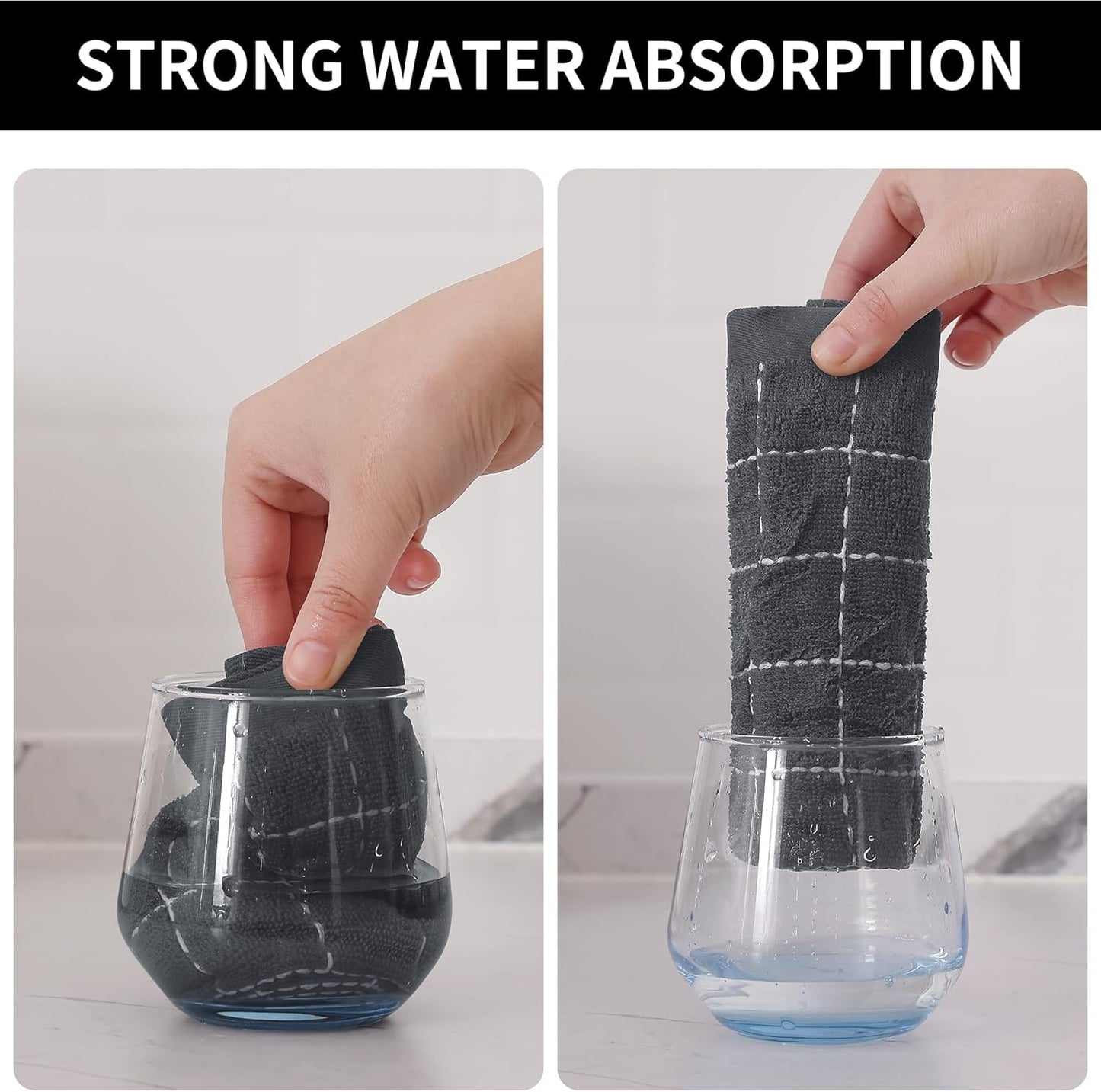 Homaxy 100% Cotton Terry Kitchen Dish Cloths, Ultra Soft and Absorbent Dish Towels for Kitchen, Suitable for Drying and Washing Dishes, 8 Pack, 12 x 12 Inches, Grey