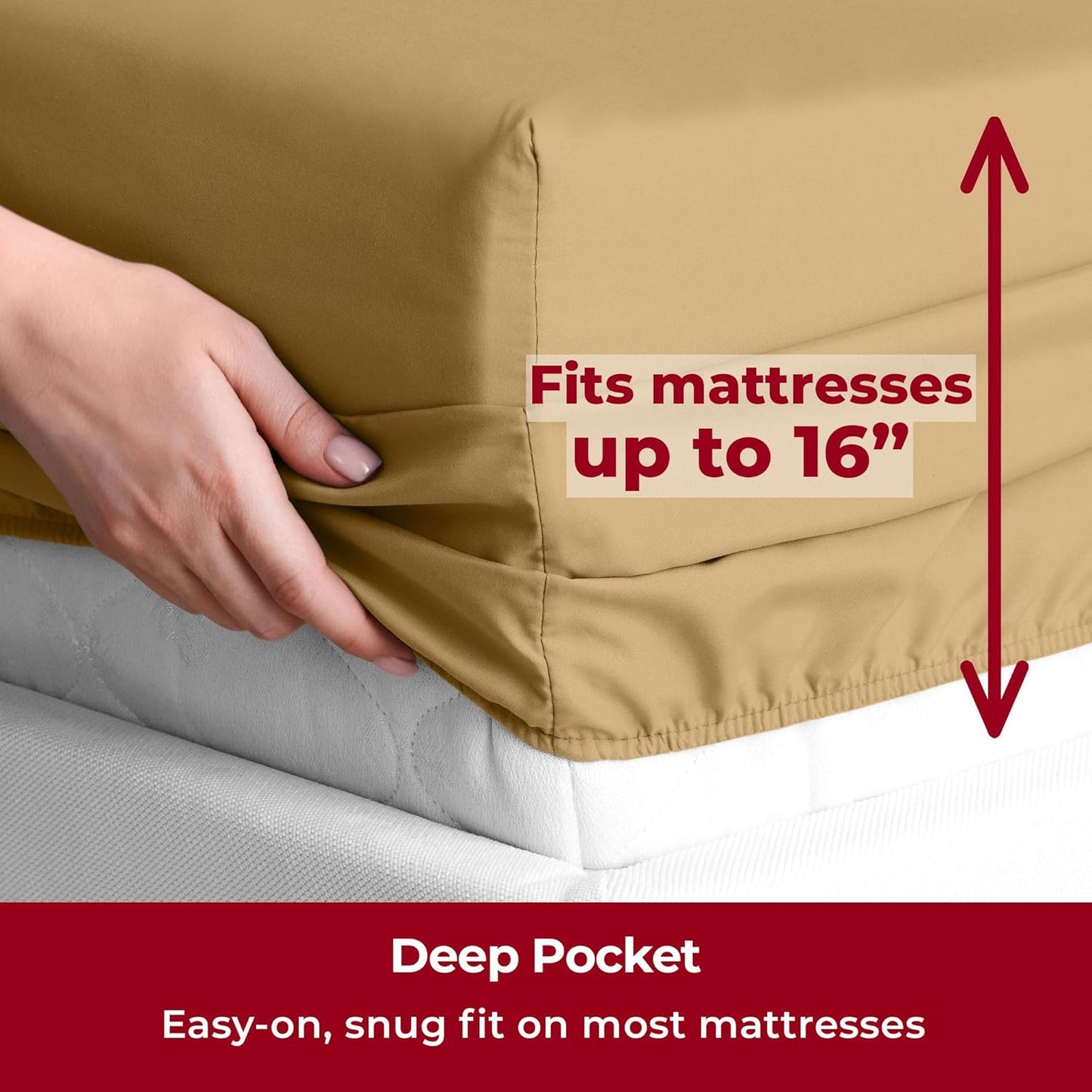 Mellanni Twin Sheets Set - 3 PC Iconic Collection Bedding - Hotel Luxury, Extra Soft, Cooling Bed Sheets - Wrinkle, Fade, Stain Resistant (Twin, Gold)