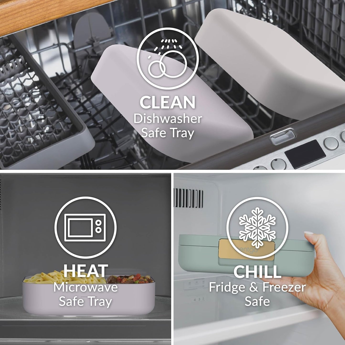 Bentgo Modern - Adult & Teen Bento Lunch Box; 3-4 Compartments, Leak-Resistant, 5.5 Cup Capacity/44 fl oz, Improved Locking Clips, Reusable, BPA-Free, Dishwasher/Microwave Safe Tray (Navy)