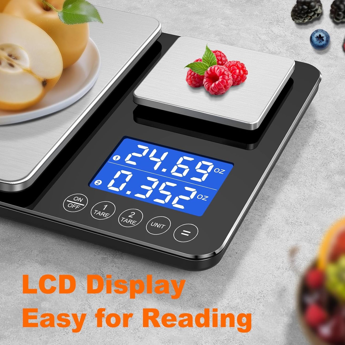 0.001oz/33lbs Dual Platform Food Kitchen Scales Digital Weight Grams and Ounces, Two Precisions Kitchen Scale for Sourdough Bread, Baking and Cooking with 7 Units Tare, Accumulation Functions