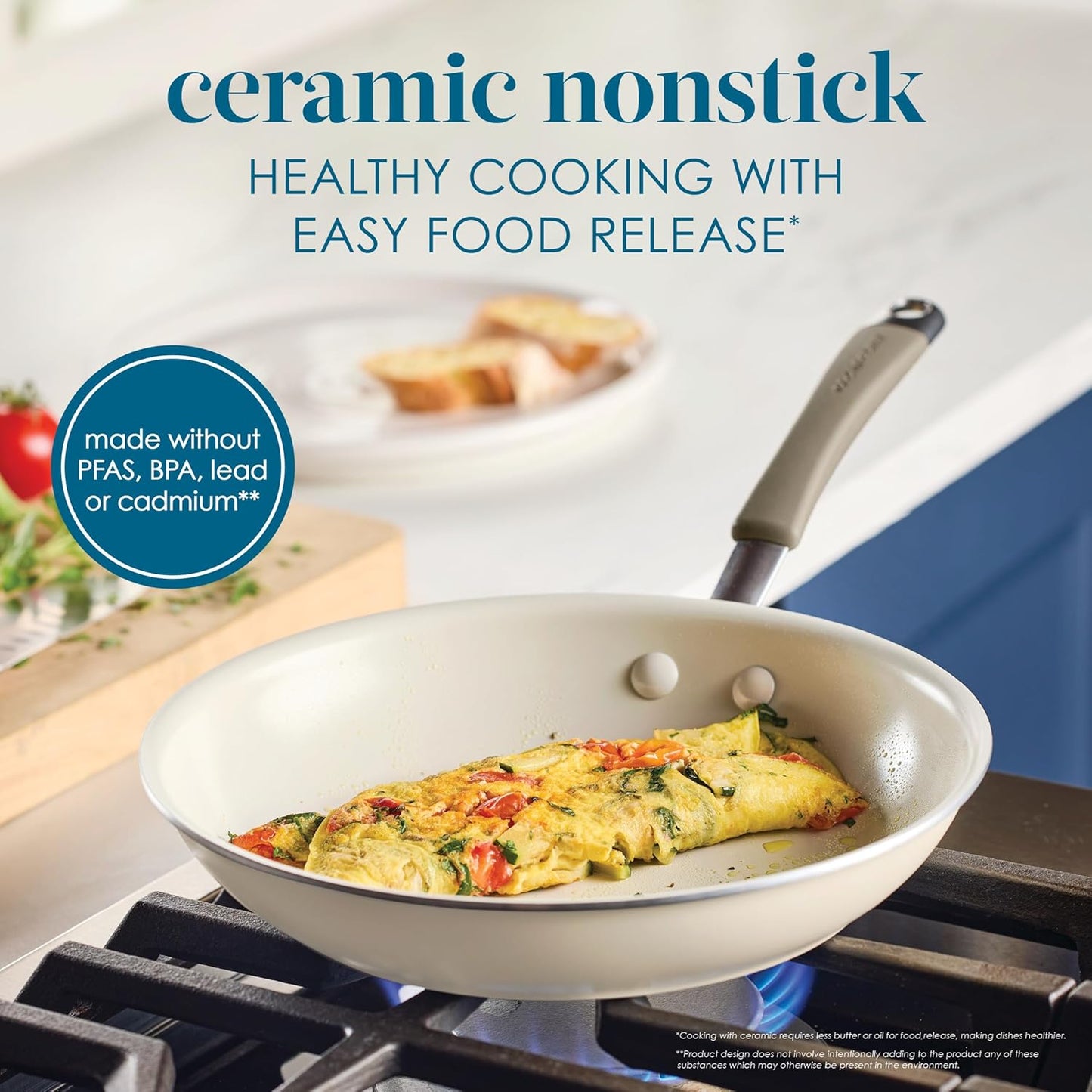 Rachael Ray Cucina Ceramic Cookware Set - 13 Pieces - Ceramic Pots and Pans Set w/Nonstick Frying Pans, Saute Pan, Saucepans, Stockpot, Lids, Pan Protectors & Cooking Utensils - Almond