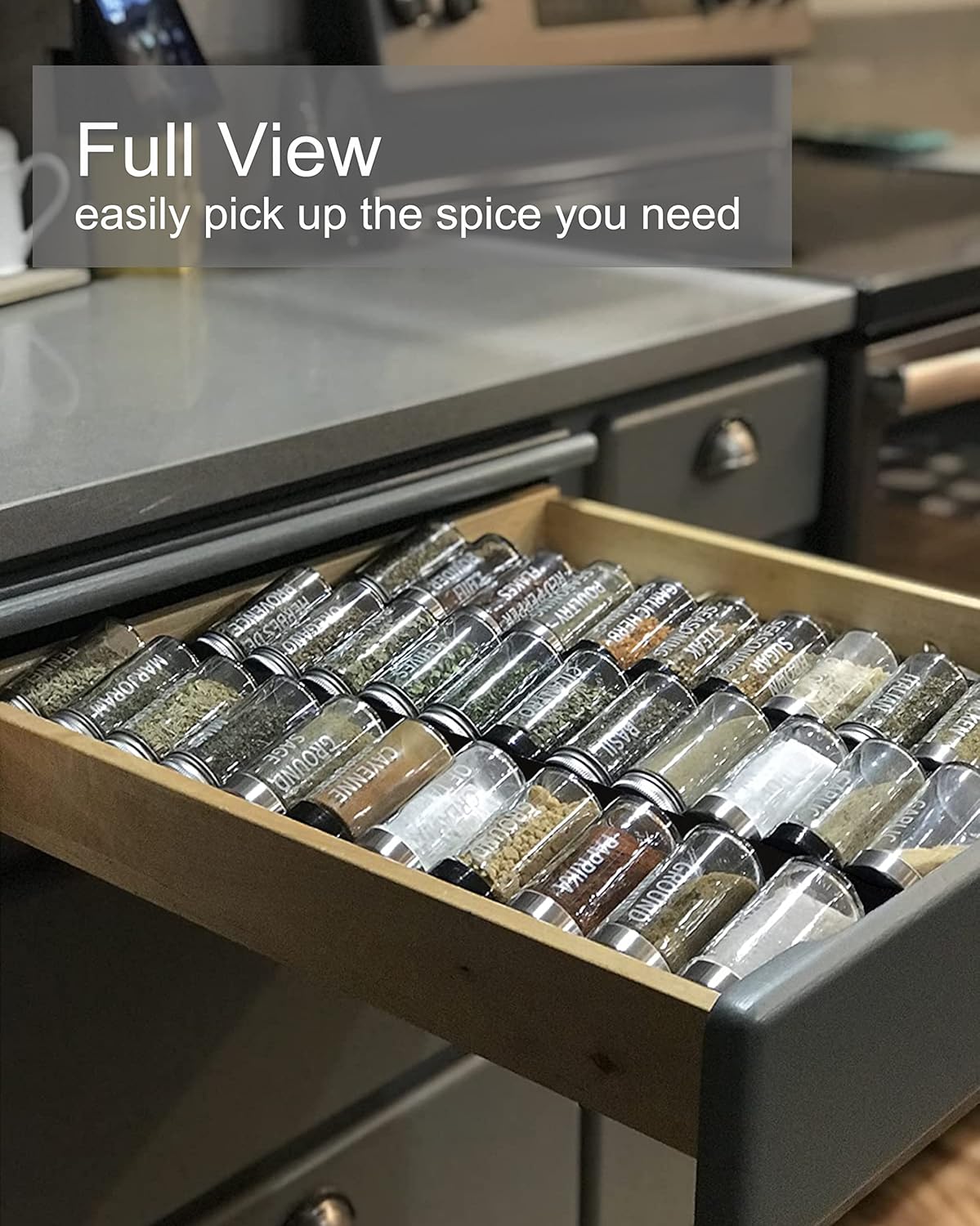 Artibear Expandable Drawer Spice Rack Organizer for 8" to 24" Kitchen Cabinets Drawer Tray Insert, Set of 9