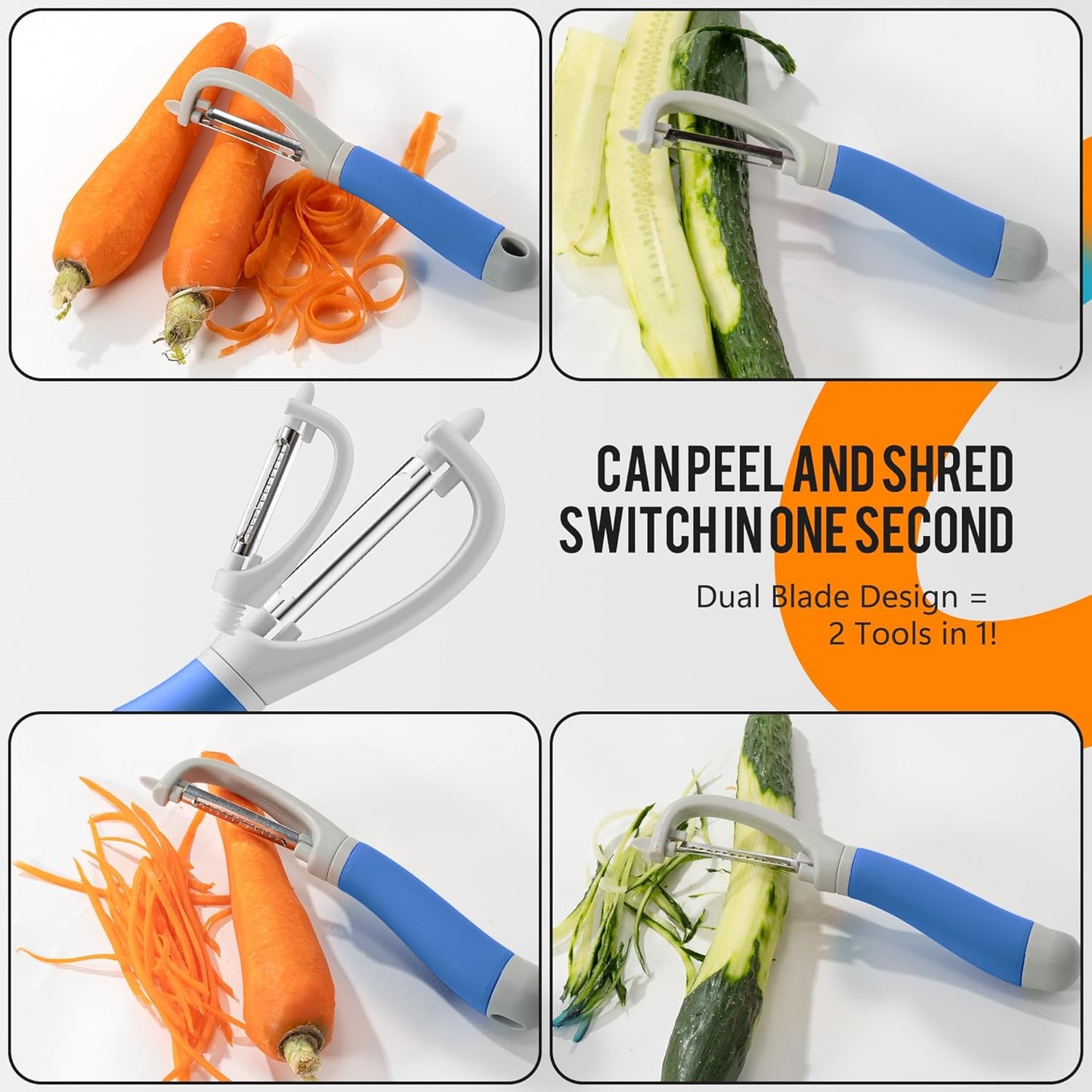 Li&Zhao Vegetable Peelers - Potato Peelers Fruit Peeler Veggie Peeler Carrot Peeler Apple Peeler Garlic Peeler kitchen tools Corn Peeler(2 Blades)