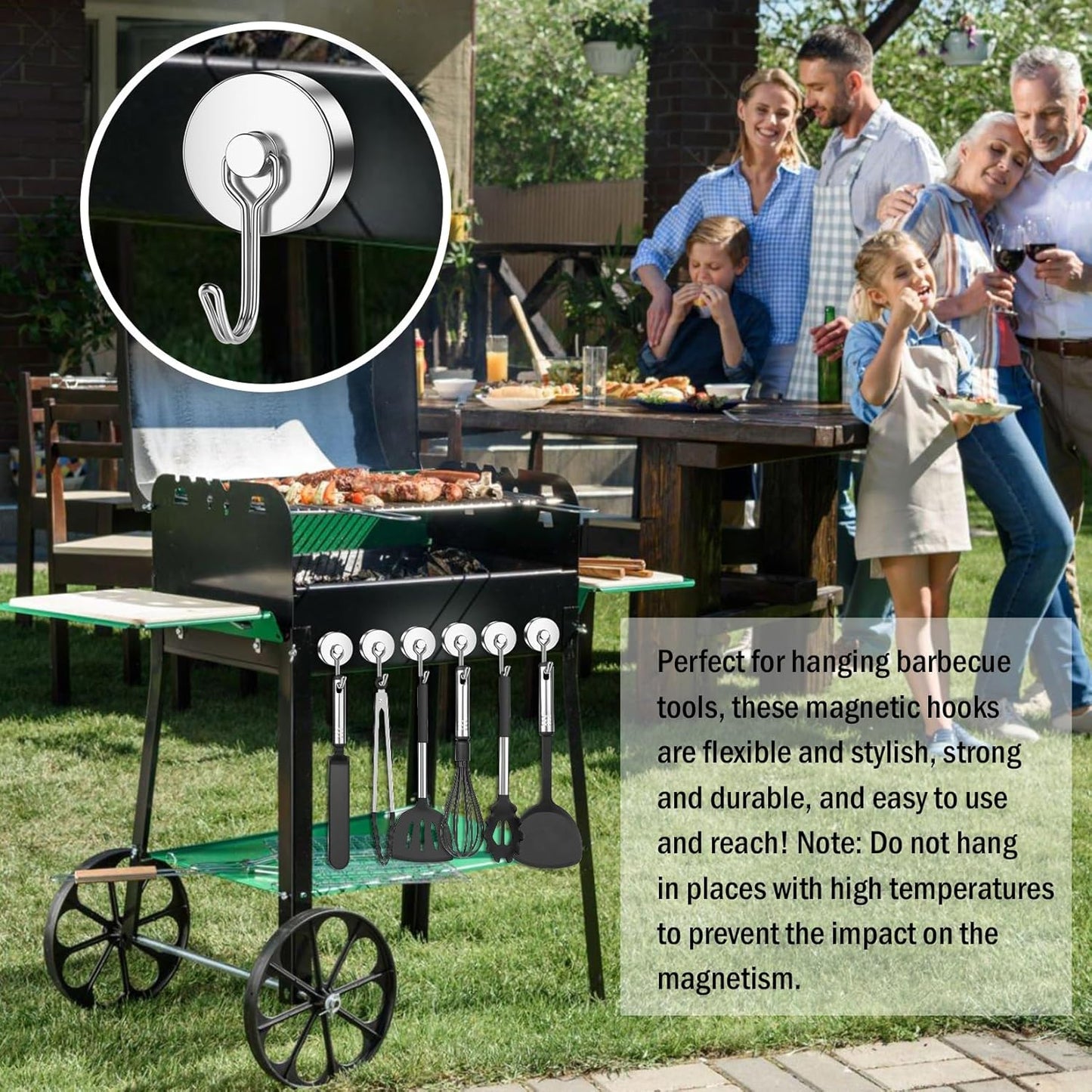 FINDMAG 100lbs+ Magentic Hooks Heavy Duty, Super Strong Magnetic Hooks for Cruise Essentials, Neodymium Magnets with Hooks for Hanging, Camper, Ceiling, Toolbox, Fridge, Beach Vacation, 6 Pack, Silver