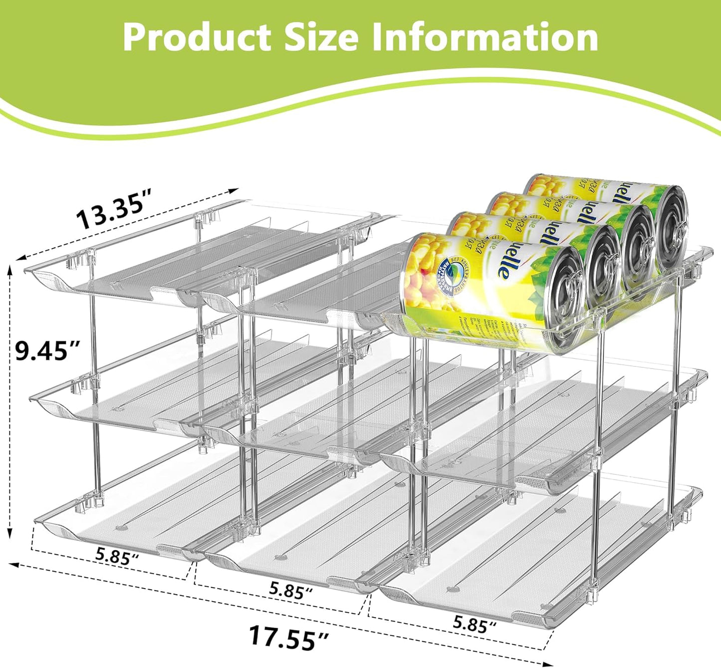 Can Organizer for Pantry Soda Can Organizer Automatic Rolling Food Pantry Storage Rack Can Dispenser for Fridge Holds 24 Cans, Fits 5.8-Inch Soda and Can, Set of 6