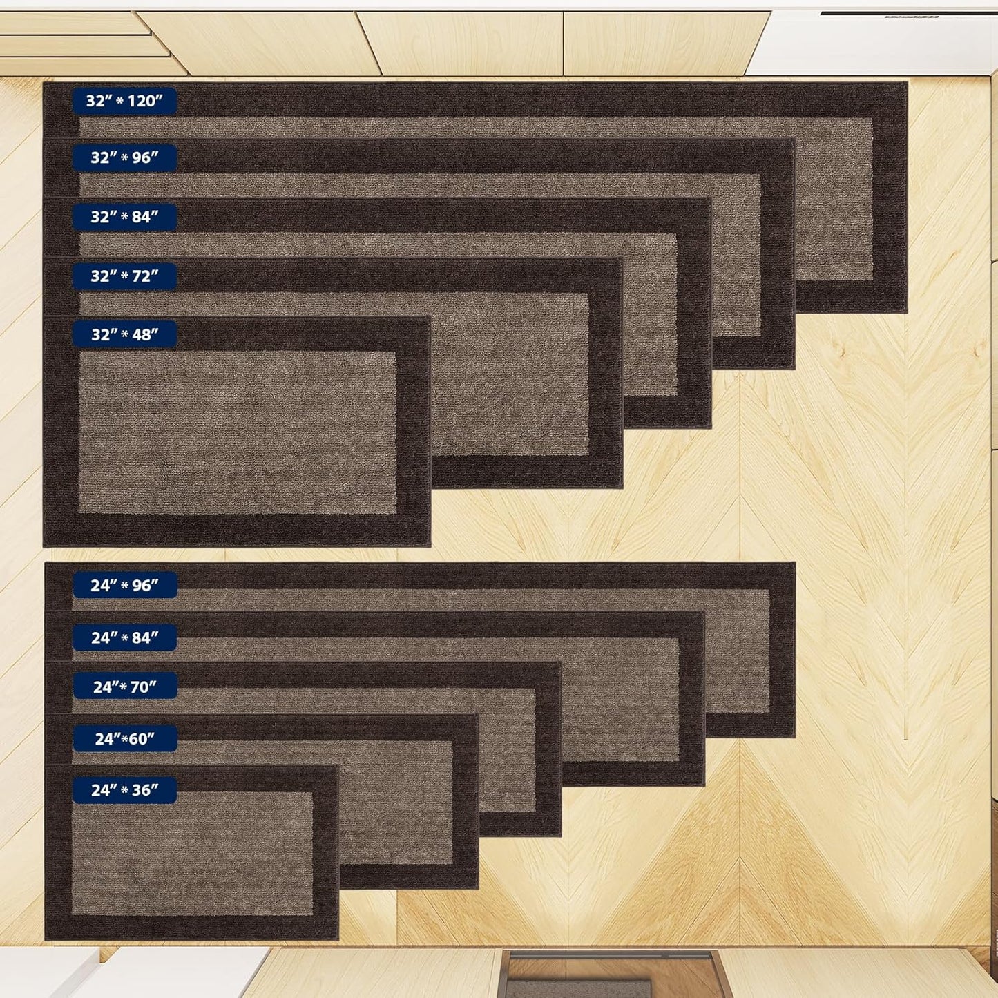 Machine Washable Kitchen Rug 32" x 48", Non Slip Indoor Door Rug, Absorbent Entrance Runner Rug for Bedroom, Hallway, Bathroom, Floor