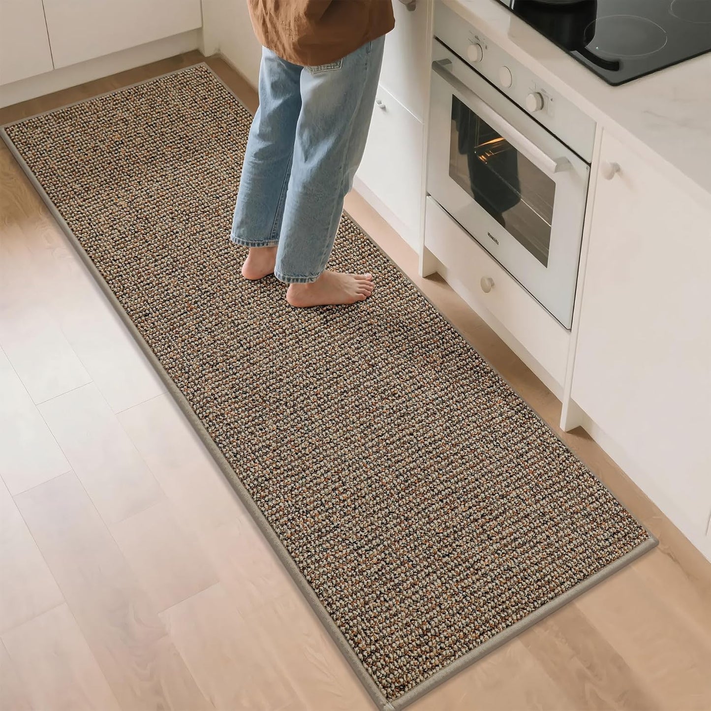 BEQHAUSE Kitchen Runner Rugs 24"x72", Non-Slip Kitchen Mats for Floor, Super Absorbent and Stain Resistant Kitchen Rug, Machine Washable Rugs for Kitchen, Hallway, Laundry & Sink, Taupe