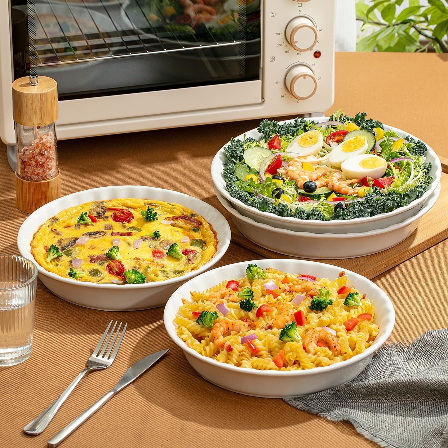 BTAT- Ceramic Pie Dish, 4 Pcs, 10.5" and 9.5", White Pie Pans for Baking, Deep Dish Pie Plate, Deep Dish Pie Pan, Deep Pie Dish for Baking, Pie Plates for Baking, Deep Pie Dish, Pie Baking Dish