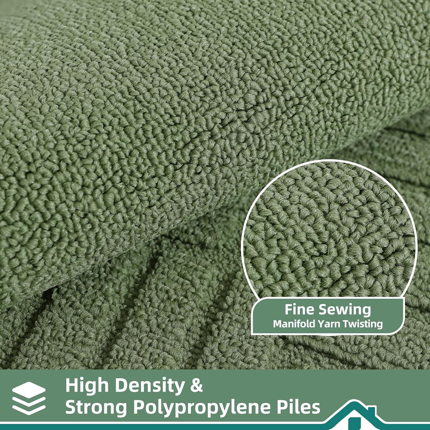 BEQHAUSE-Kitchen-Rugs-Non Slip-Kitchen-Mats- for-Floor Machine Washable Kitchen Rugs 2 Pieces Kitchen Carpet Runner with TPR Backing,Green,20x30inch/20x48inch