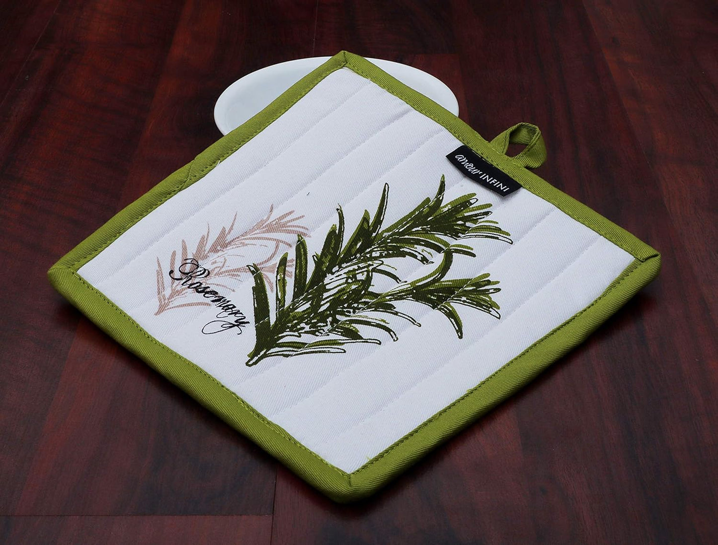 AMOUR INFINI Pot Holders Heat Resistant Cotton Set of 3 Nonslip 8"x8" Inch Hot Pads for Kitchen, BBQ, Baking & Cooking with Hanging Loops (Herb Garden)