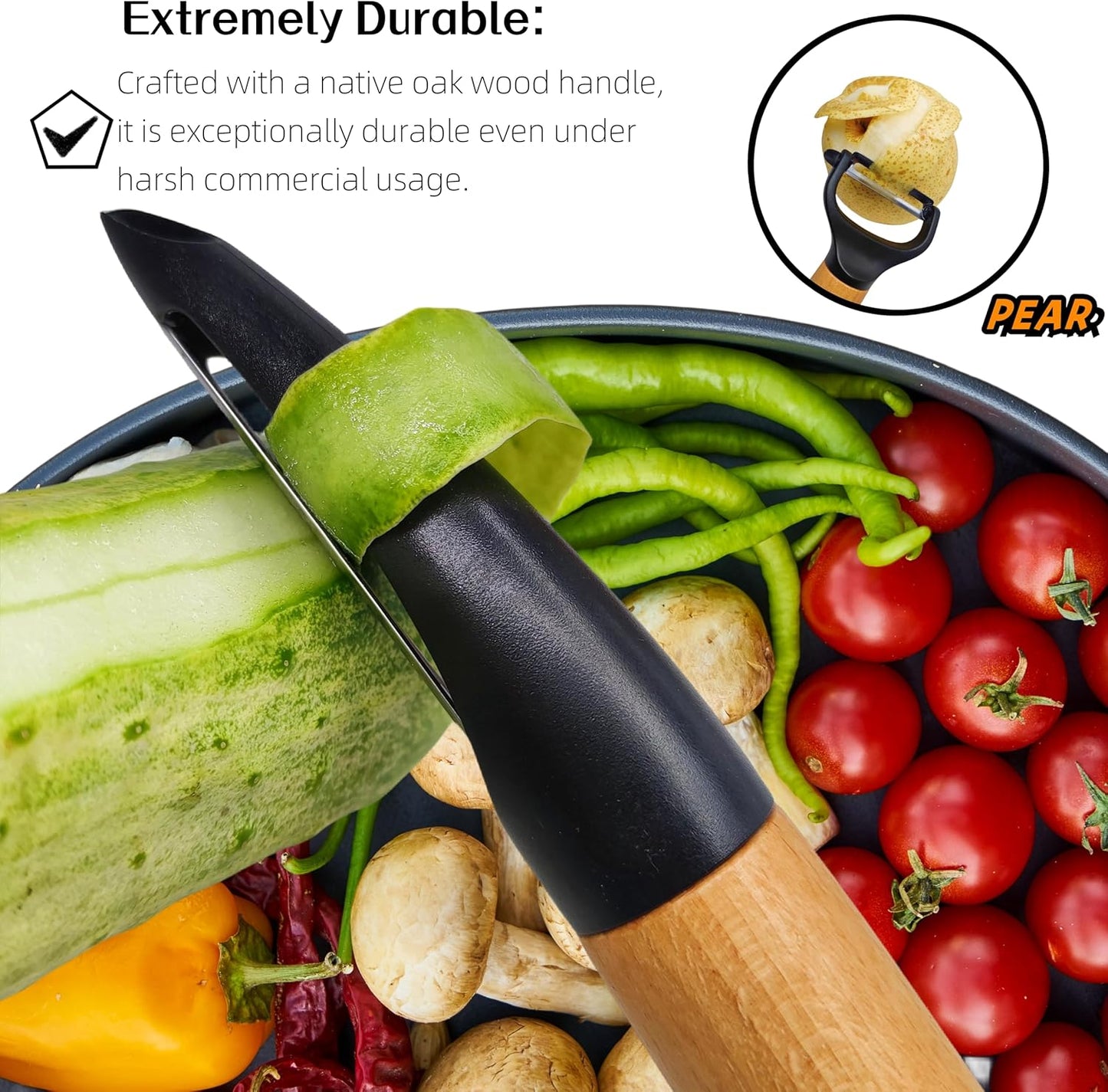 Trez Treamer 2 pack Vegetable Peelers for Kitchen, Super Sharp Wooden Potato Peeler Set Apple Cucumber Carrot Fruit Potatoes Veggie Peeler Bulk with Stainless Steel Blade，Dishwasher Safe