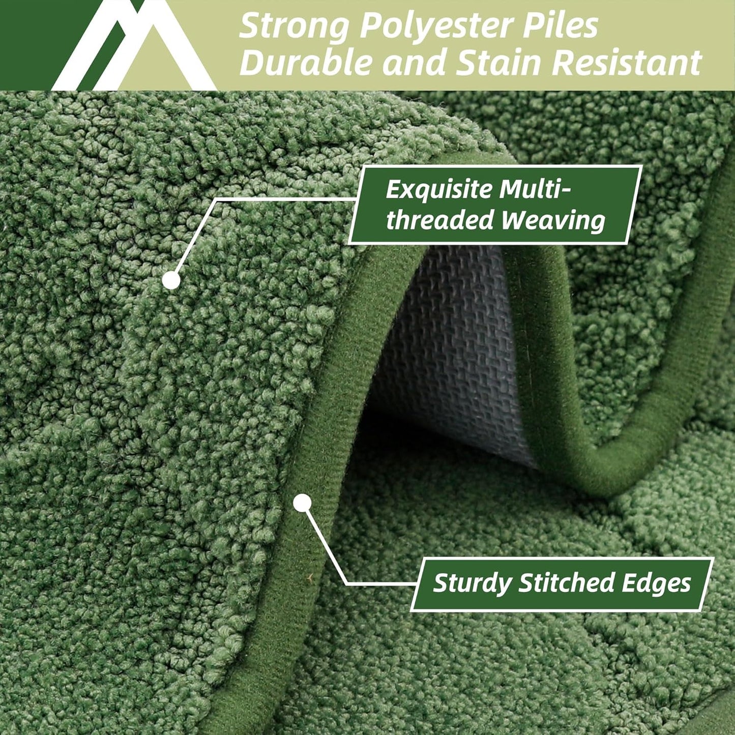 COSY HOMEER-Kitchen-Rugs-Non-Slip-Washable 24"x60" Absorbent Kitchen Runner Rug Polyester Kitchen Mats for Floor Soft Standing Floor Mats for Sink Mat,Hallway,Laundry,Green