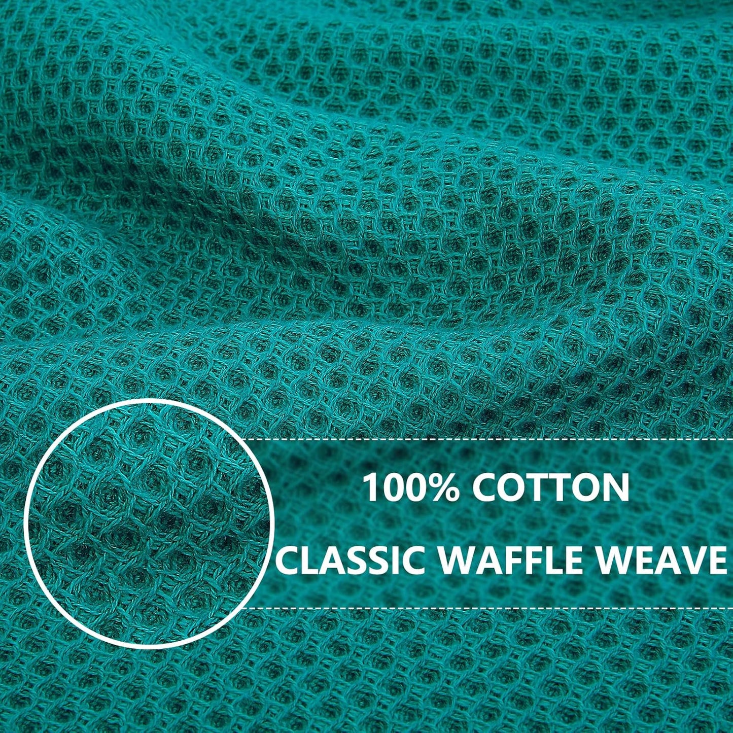 Homaxy 100% Cotton Waffle Weave Kitchen Dish Cloths, Ultra Soft Absorbent Quick Drying Dish Towels, 12 x 12 Inches, 6-Pack, Teal