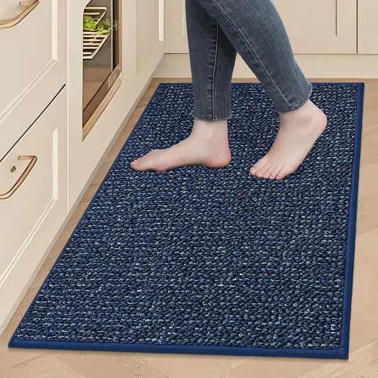 BEQHAUSE Kitchen Rugs 24"x36", Non-Slip Kitchen Mats for Floor, Super Absorbent and Stain Resistant Kitchen Rugs, Machine Washable Rugs for Kitchen, Hallway, Laundry & Sink, Blue