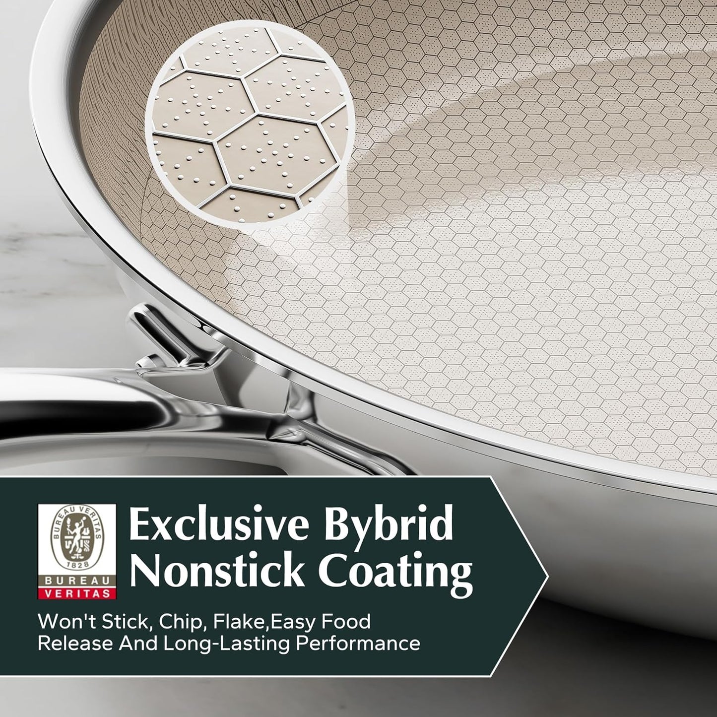 Redchef Nonstick Frying Pan Set Tri-Ply Hybrid Ceramic Frying pan 3 Piece, 8, 9.5, 11 Inch, Kitchen Frying Pans, Skillet PTFE PFAS-Free, Dishwasher and Oven Safe, Induction Ready, All Cooktops