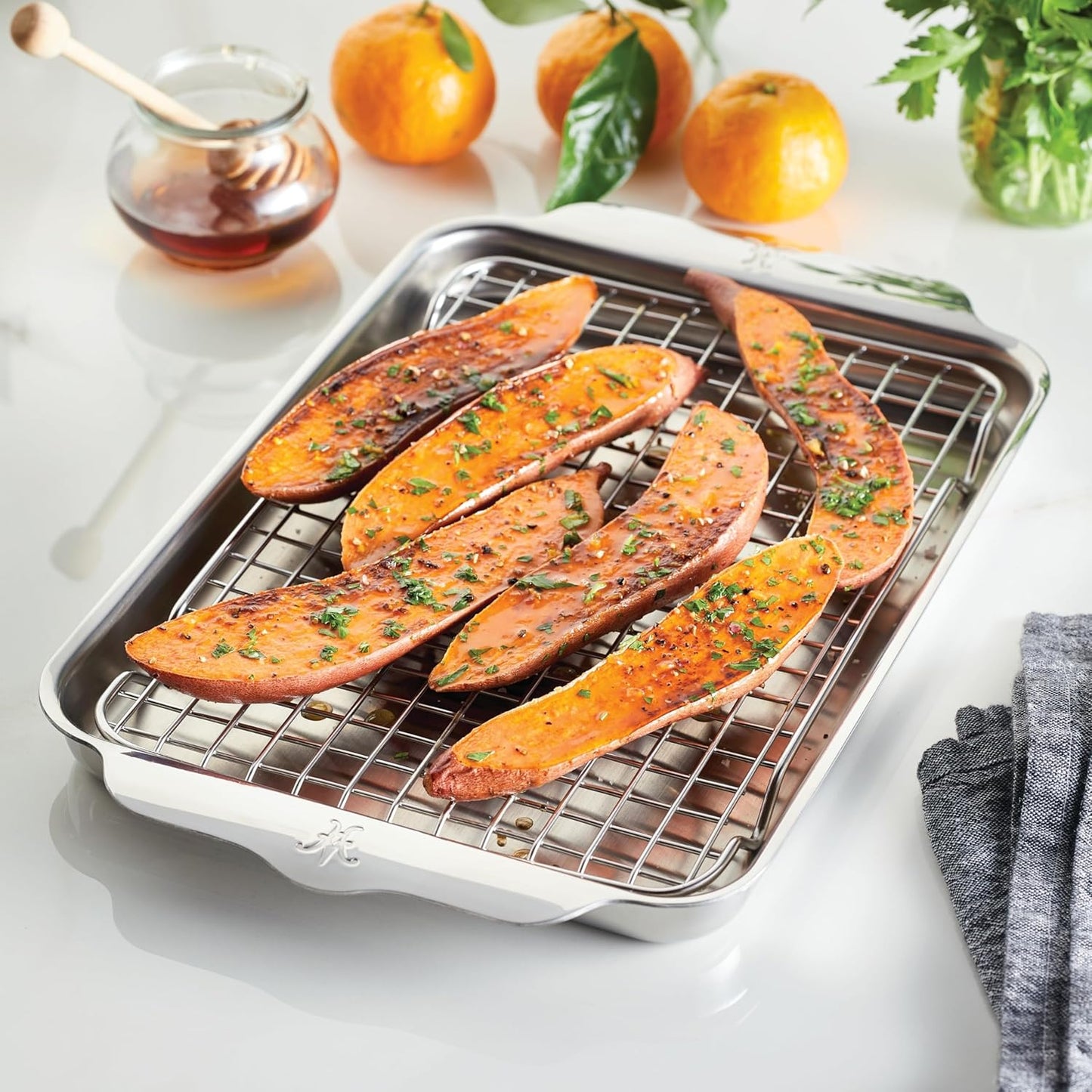 Hestan Provisions OvenBond – 9" x 12.5" Tri-ply Quarter Sheet Pan with Stainless Steel Rack