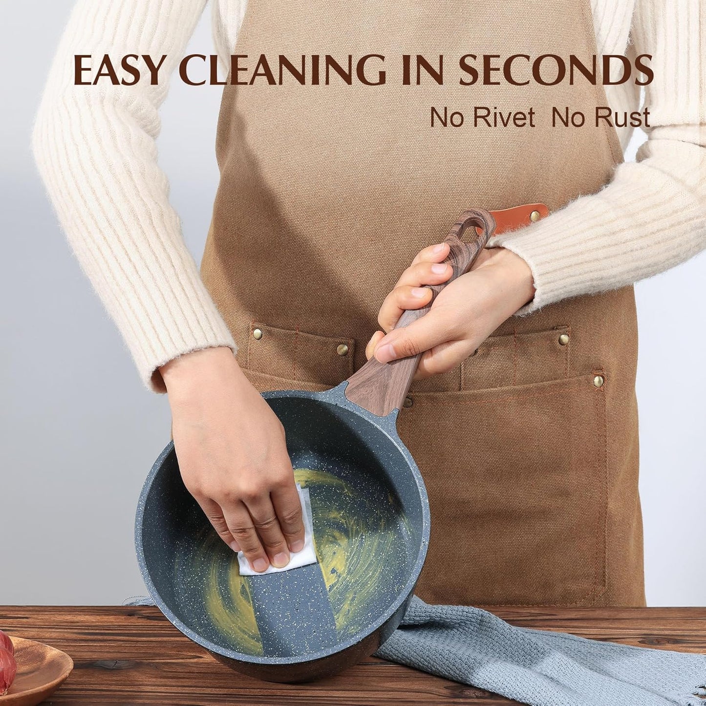 SENSARTE Nonstick Sauce Pan with Lid Saucepan Set, Swiss Granite Coating Sauce Pot Kitchen Cooking Pot, Induction Comptable, Free of Intentionally Added PFOA, 2 + 2.5 QT