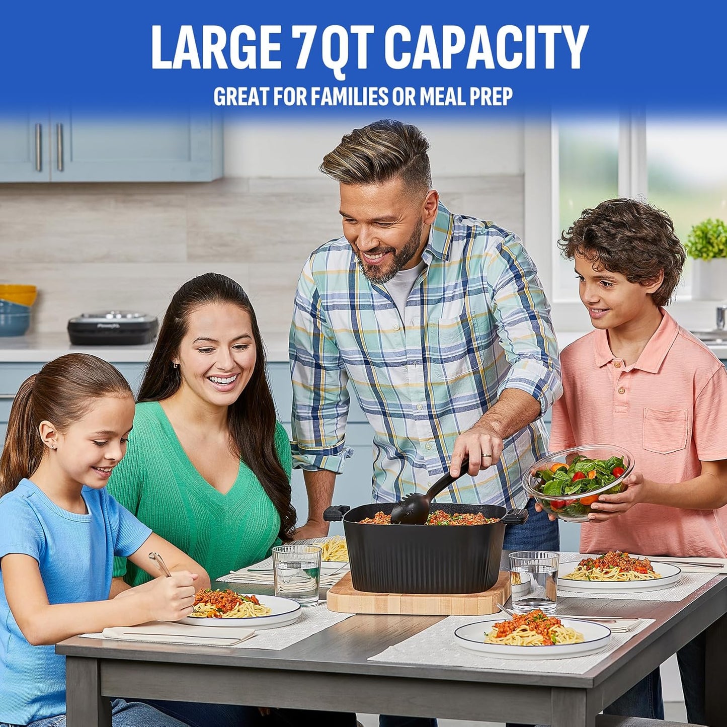 STIRMAX PLUS 7.5 Quart Digital Multi-Cooker with Automatic Paddle to Stir and Shred, 9 in 1 programmable presets to Sauté, Sear, and Brown Food Before Simmering – Accessories & Cookbook Included