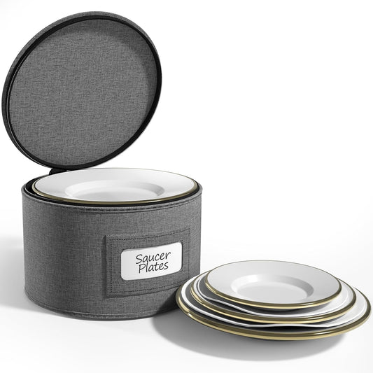 Sorbus China Storage Containers – Dinnerware Organizer for Dessert Plates with Lid (Holds Service for 12) with Felt Protectors – 7.25" x 5"