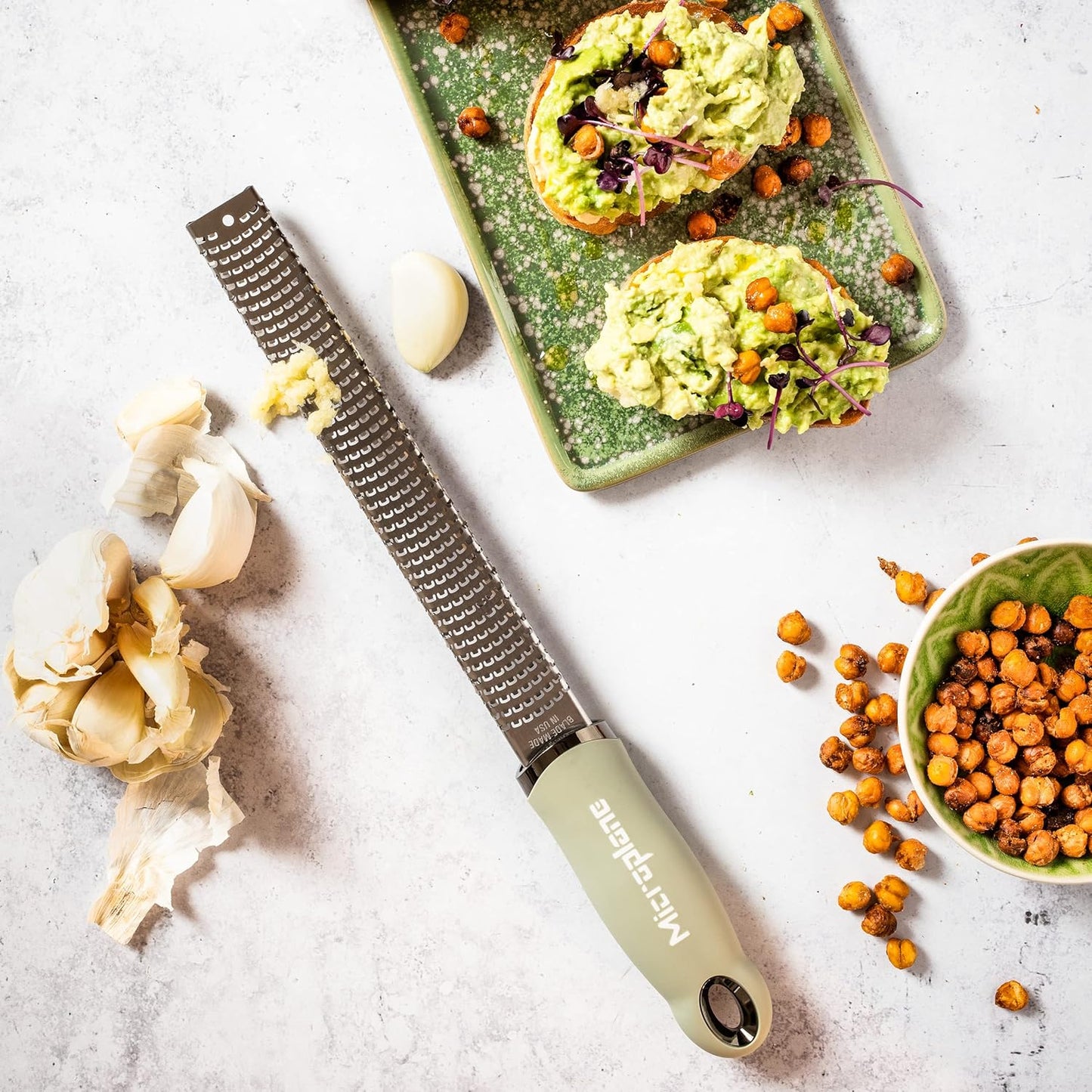 Premium Classic Zester- Sage Green | Lemon Zester tool, Hard Cheese & Vegetable Grater | For Citrus, Parmesan Cheese, Garlic, Ginger, Nutmeg | Fine Stainless Steel Blade, Made in USA
