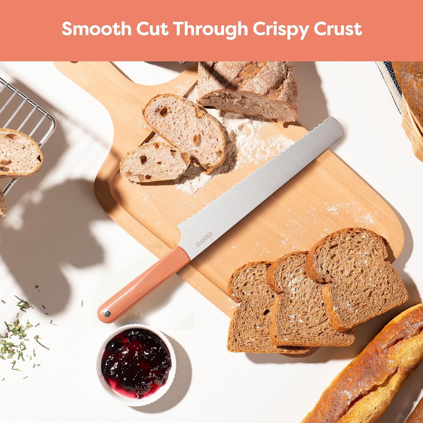 CIARRA Professional Kitchen Knife Set 4 PCS - Chef Knife Set, Bread Knife, Utility Knife, High Carbon Stainless Steel Cooking Knives with Gift Box (Orange)