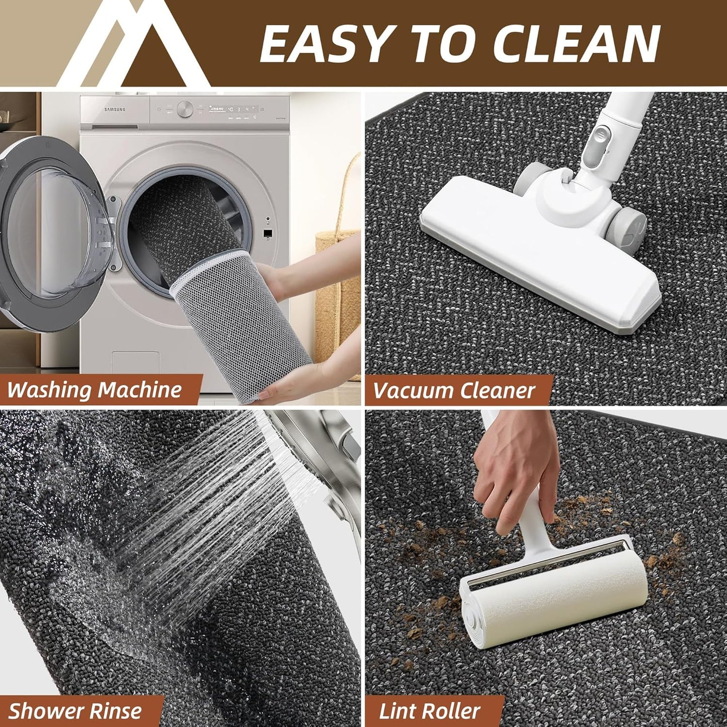 COSY HOMEER Kitchen Rugs and Mats 2PCS Non Slip Kitchen Mats for Floor Washable Stain Resistant Kitchen Runner Rug Sets Absorbent Kitchen Floor Mat 20"x32"+20"x48",Dark Grey