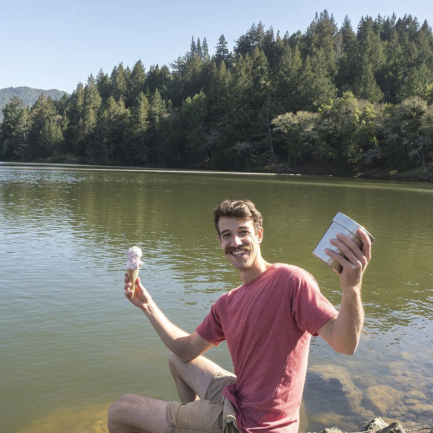 Vacuum Insulated Ice Cream Pint Cooler Keeps Frozen for hours enjoy ice cream anywhere (Stainless Steel)