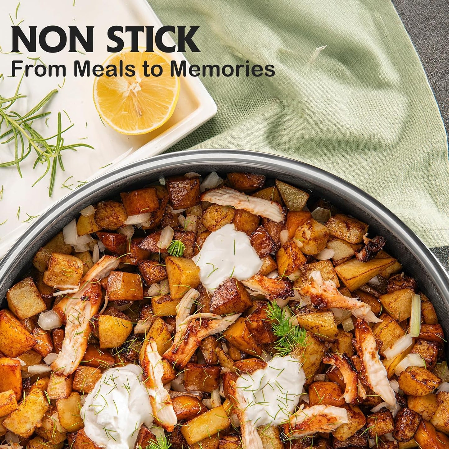 Frying Pans Nonstick Set with Lid,Hybrid Non Stick 5 Quart Saute pan,10 inch Skillet,8 inch Skillet PFOA Free Cookware,Stainless Steel skillet,Deep Saute Pan,Dishwasher Safe,Works on All Cooktops