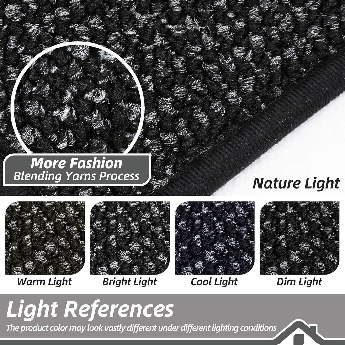 BEQHAUSE Kitchen Runner Rugs 20"x48", Non-Slip Kitchen Mats for Floor, Super Absorbent and Stain Resistant Kitchen Rug, Machine Washable Rugs for Kitchen, Hallway, Laundry & Sink, Black