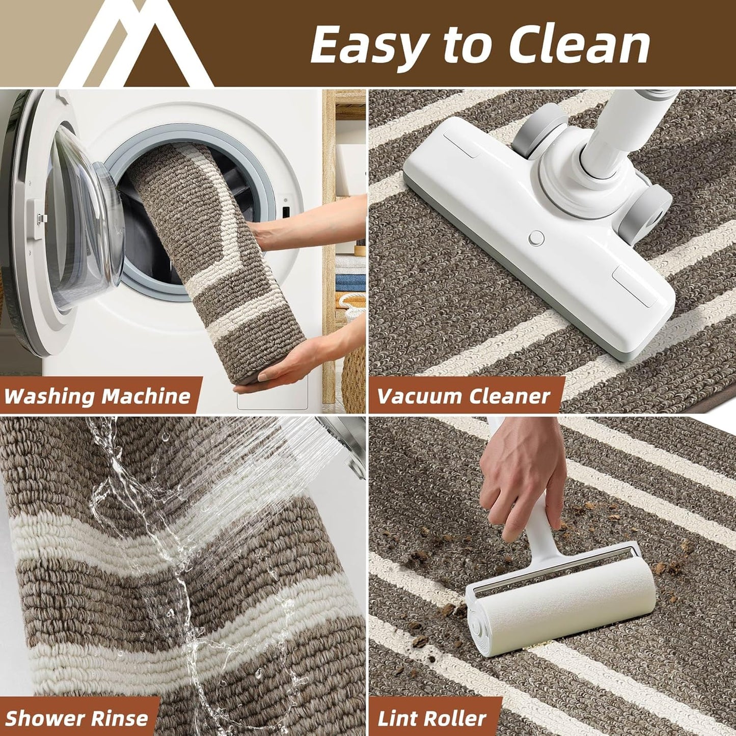 COSY HOMEER Long Kitchen Floor Mats for in Front of Sink Super Absorbent Kitchen Rugs and Mats 24"x79" Non-Skid Kitchen Mat Standing Mat Washable,Polypropylene,Brown,Frame