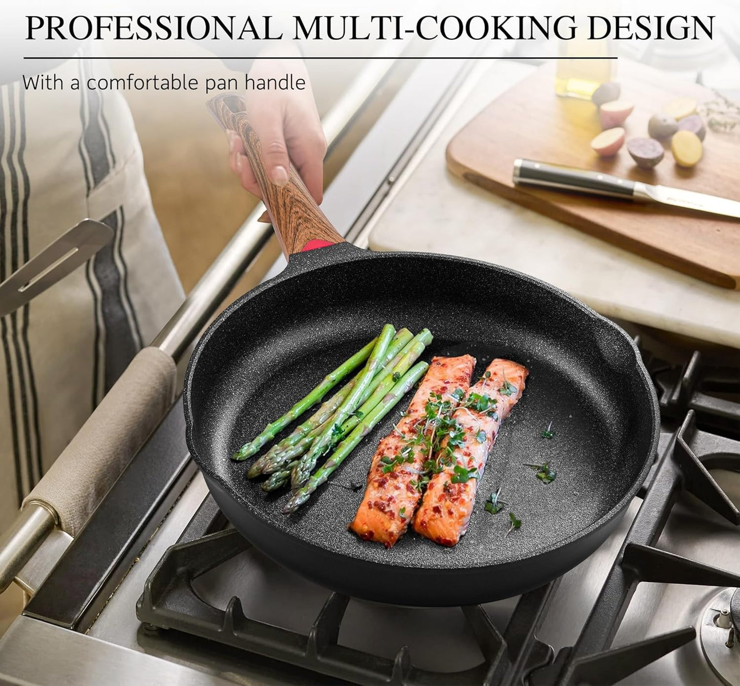 Vinchef Pots and Pans Set Non Stick, 12pcs Induction Cookware Set, Non Stick Frying Pans with Lid, Non Toxic Kitchen Cookware Sets, Pan Sets for Cooking, PFAS and PFOA Free