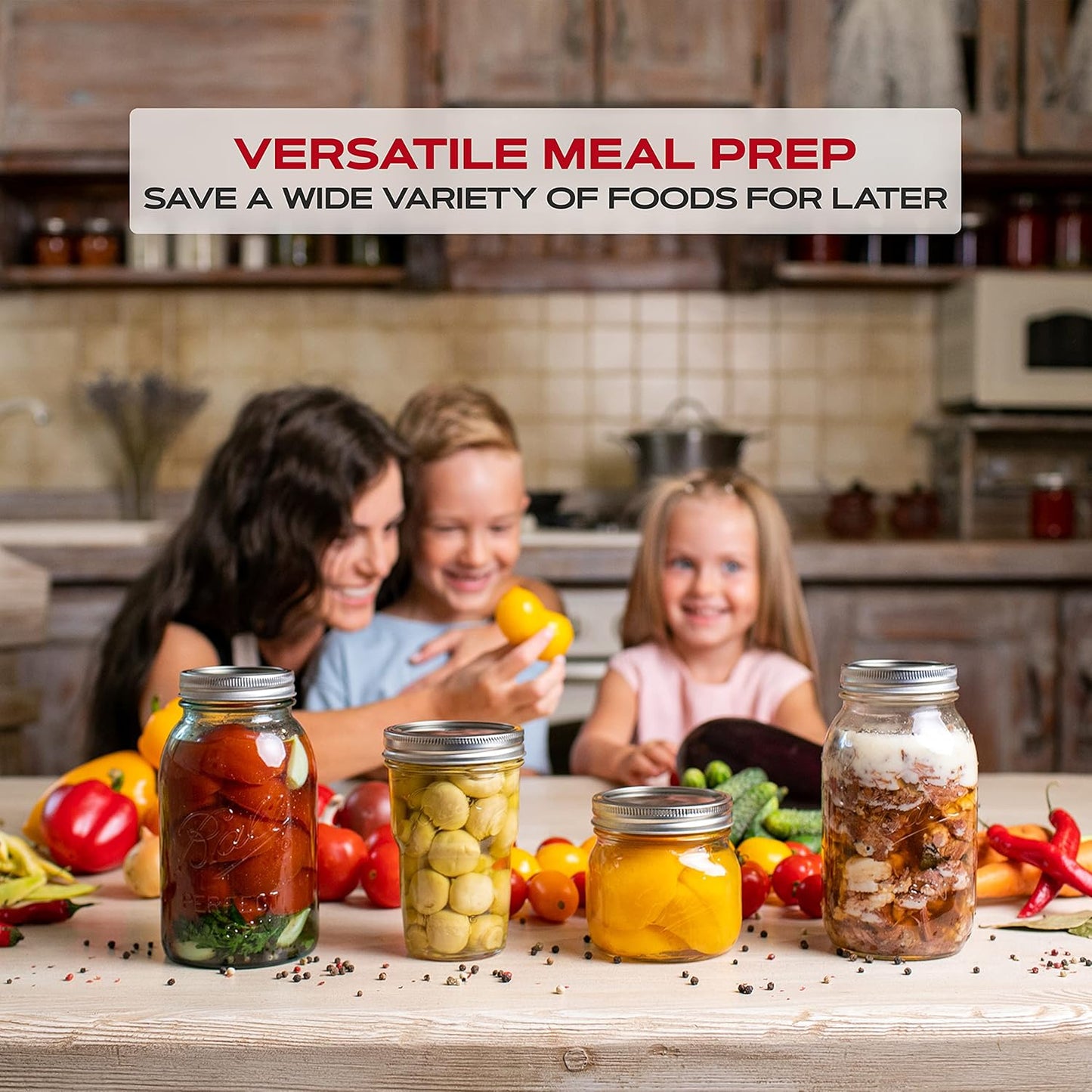 FORJARS - Wide Mouth Canning Lids, 100-Pack – Create Airtight Seals on Mason Jars to Preserve Food for Meal Prep & Emergency Food Storage – 3.4 In. Metal Lids with Silicone Seals – Canning Supplies