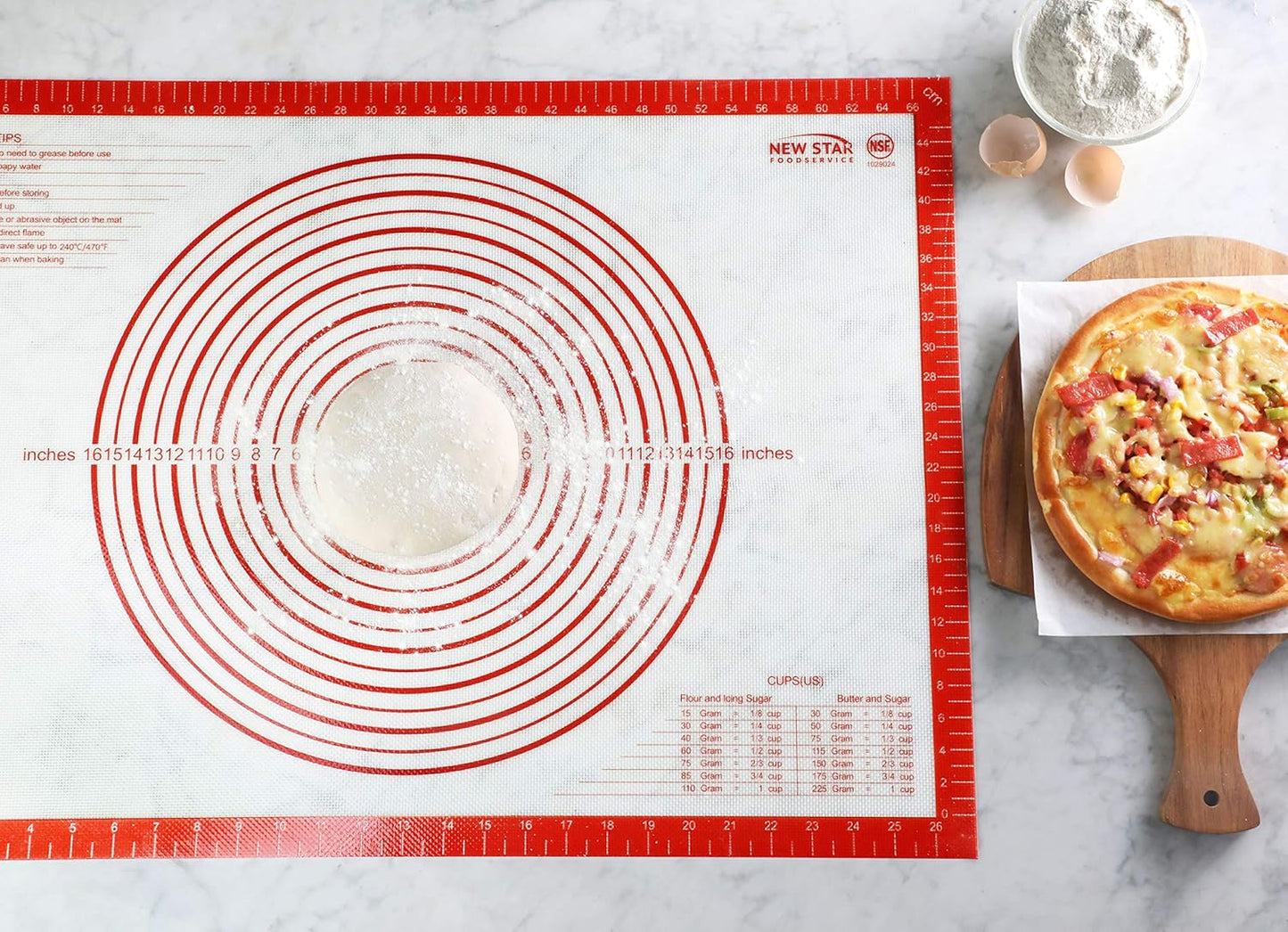 New Star 1029024 Non-Slip Silicone Pastry Mat, Extra Large with Measurements, 20x28'', NSF International Certified