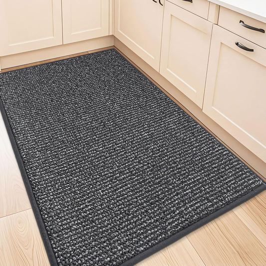 BEQHAUSE Kitchen Rugs 32"x48", Non-Slip Kitchen Mats for Floor, Super Absorbent and Stain Resistant Kitchen Rugs, Machine Washable Rugs for Kitchen, Hallway, Laundry & Sink, Charcoal
