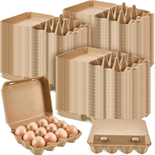 Rtteri 200 Pieces Paper Pulp Egg Cartons 3x4 Style Vintage Blank Egg Cartons for Fresh Duck Quail Storage Kitchen Family Farmhouse