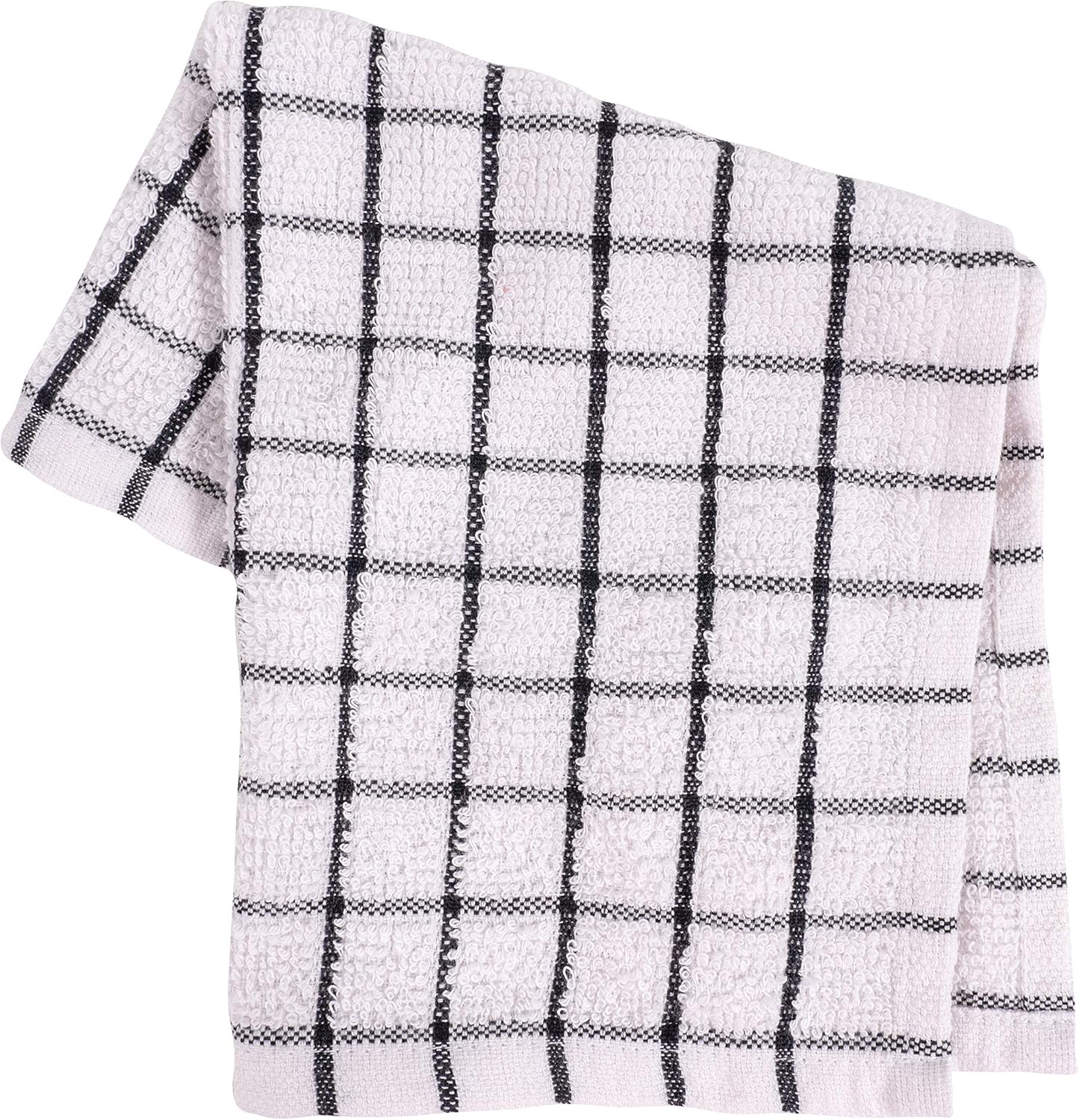 KAF Home Pantry 100% Cotton Checkered Grid Dish Cloths | Set of 6, 12 x 12 Inches | Absorbent and Machine Washable | Perfect for Cleaning Counters, and Any Household Spills - Black