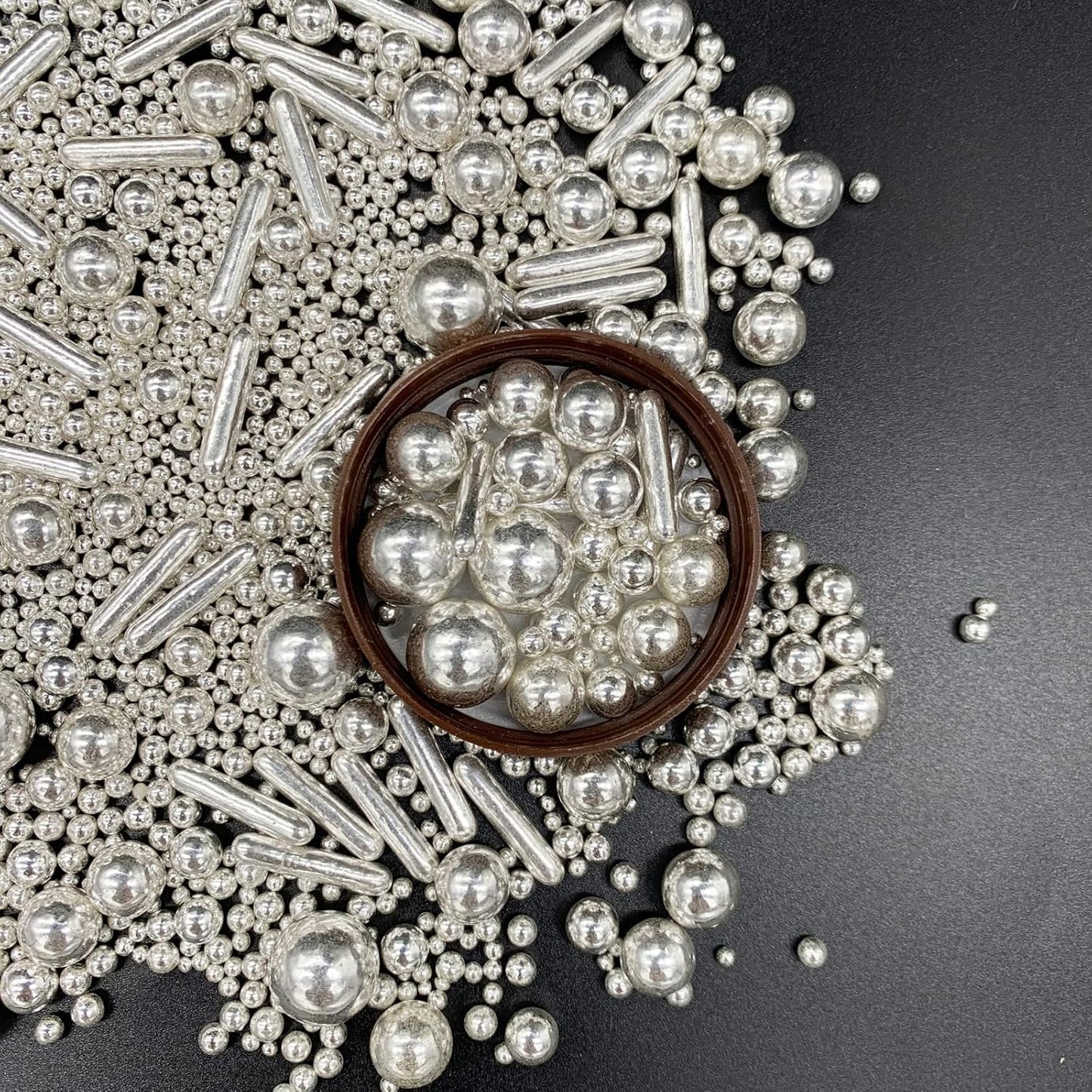 Sprinkles Silver Pearl Sugar Candy Mix Size Baking Cake Decorations Cupcake Toppers Cookie Decorating Ice Cream Celebrations Shaker Jar Wedding Shower Party (120g/4.2oz）