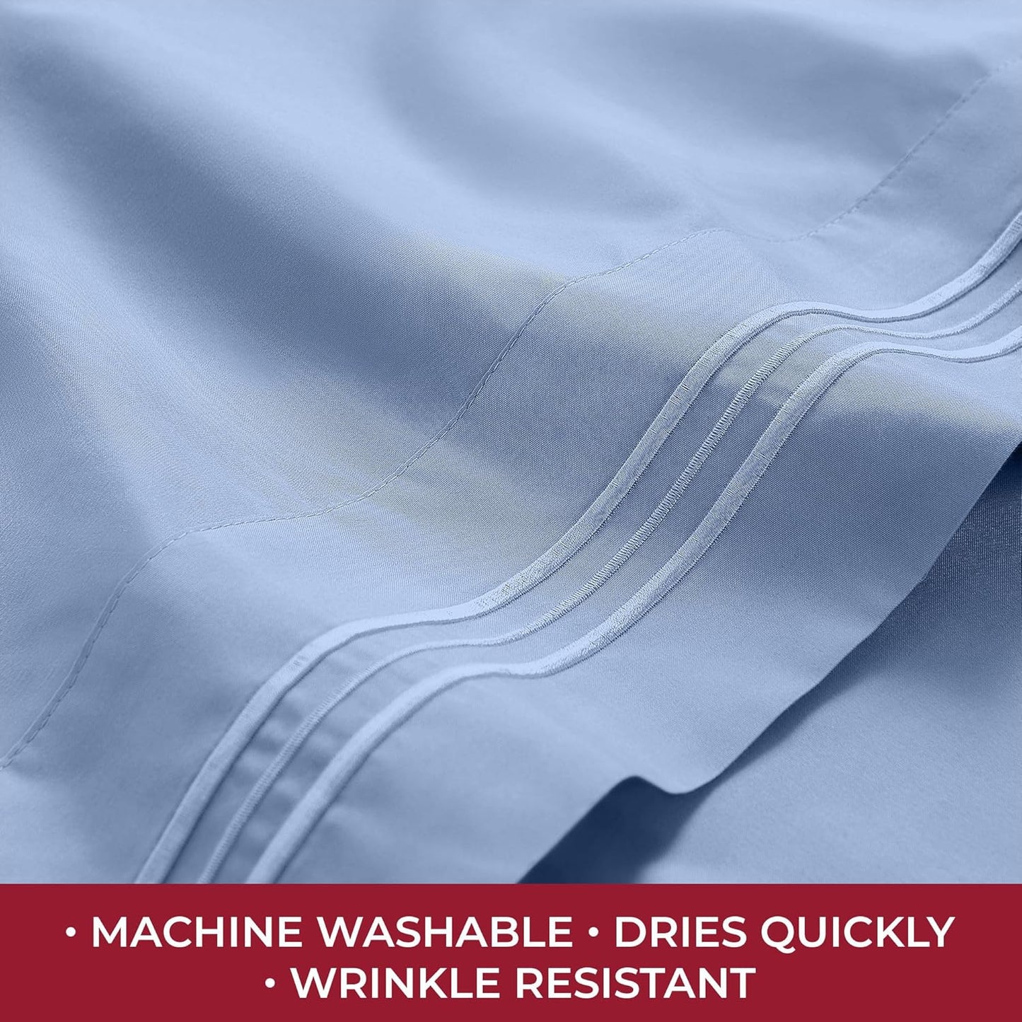 Mellanni RV Short Queen Sheets - 4 PC Iconic Collection Bedding - Hotel Luxury, Extra Soft, Cooling Bed Sheets - Deep Pocket up to 10 inch (RV/Short Queen, Sky Blue)